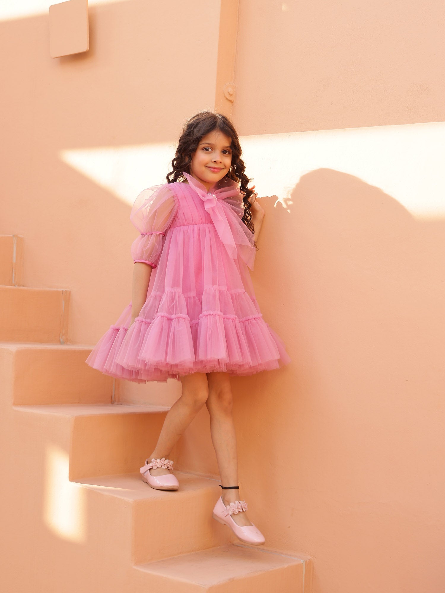 JANYAS CLOSET Mauve Muse Bow & Frill Dress