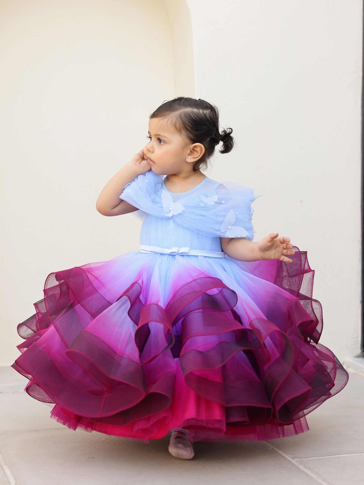 JANYAS CLOSET Princess Shaded Blue Gown With cape