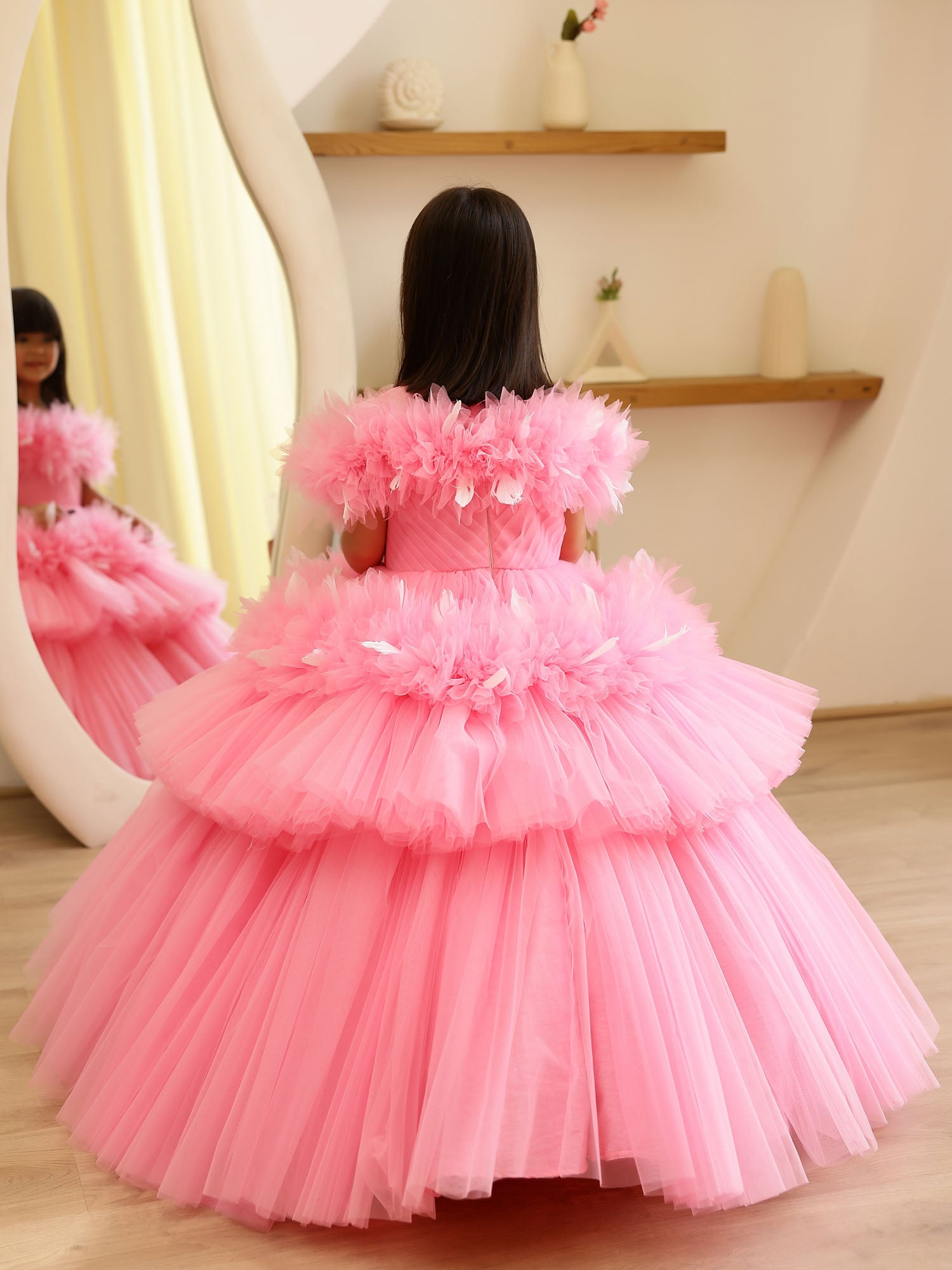 JANYAS CLOSET Princess Dreamer Gown With Feathers And Hair Pin *