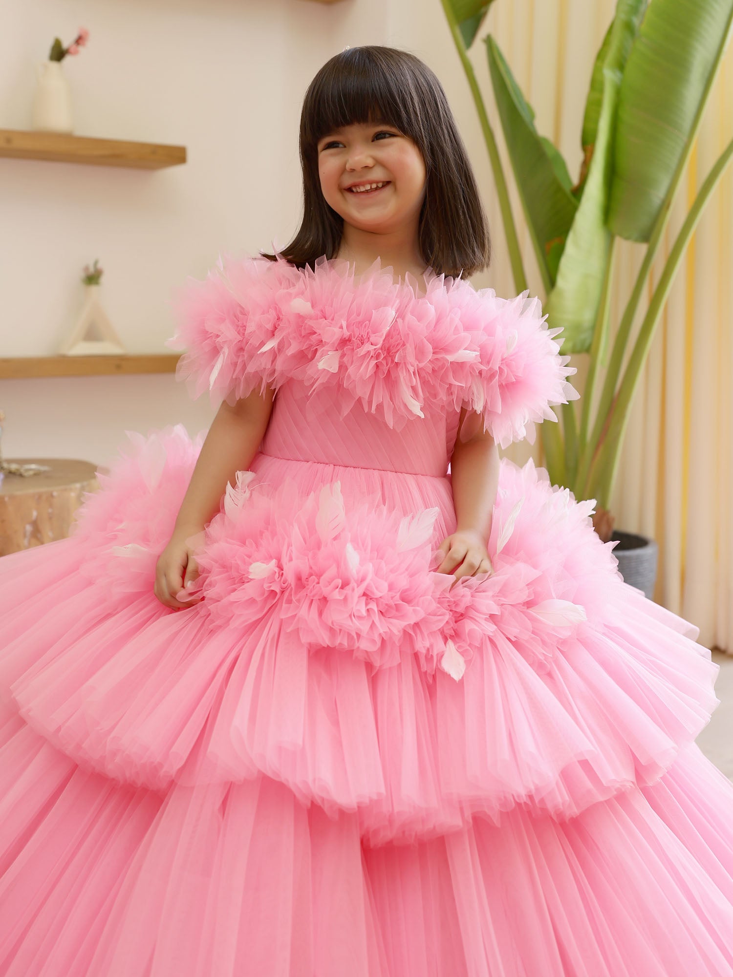 JANYAS CLOSET Princess Dreamer Gown With Feathers And Hair Pin *