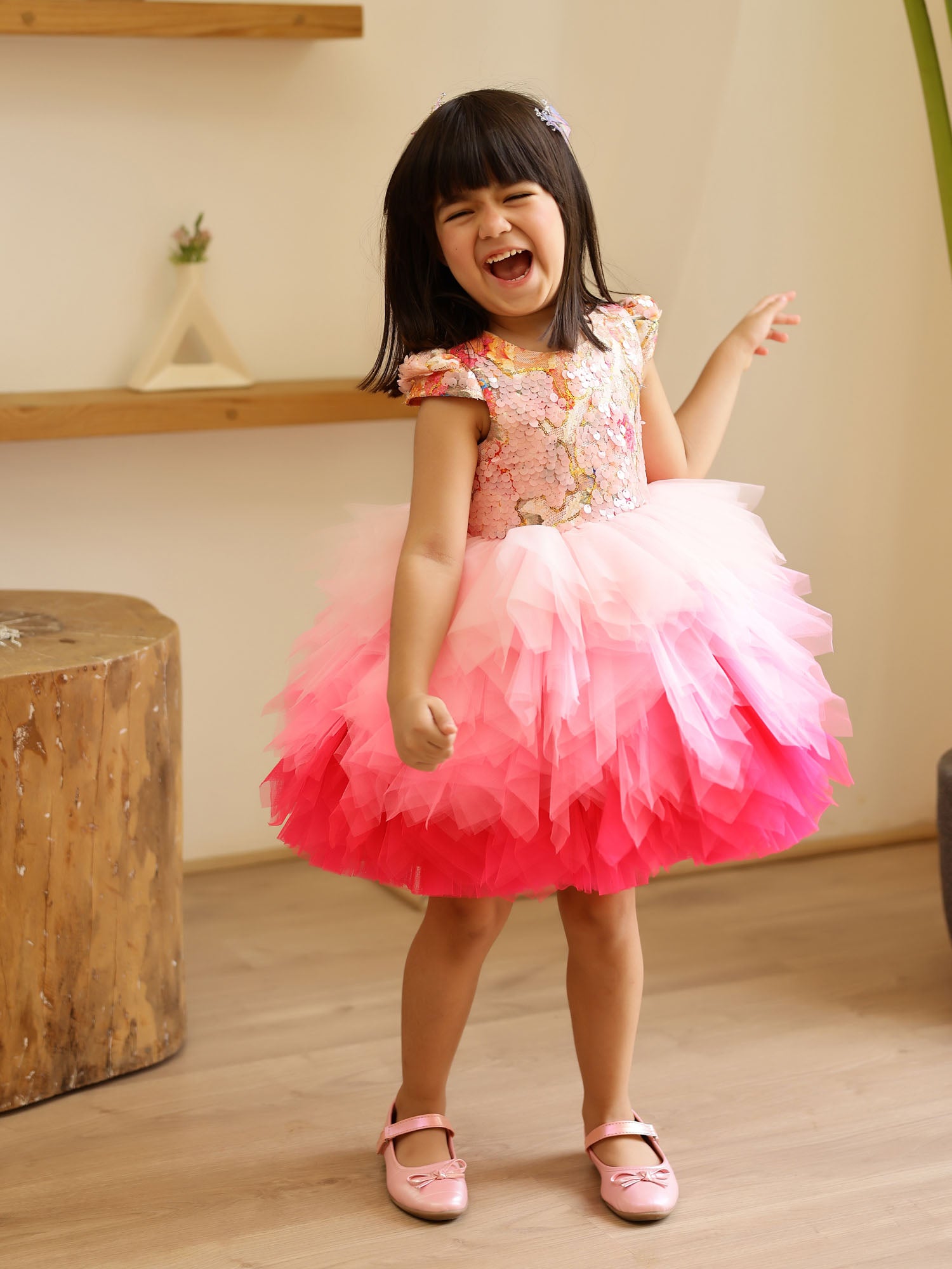 JANYAS CLOSET Pink Sequins Stormi Party Dress