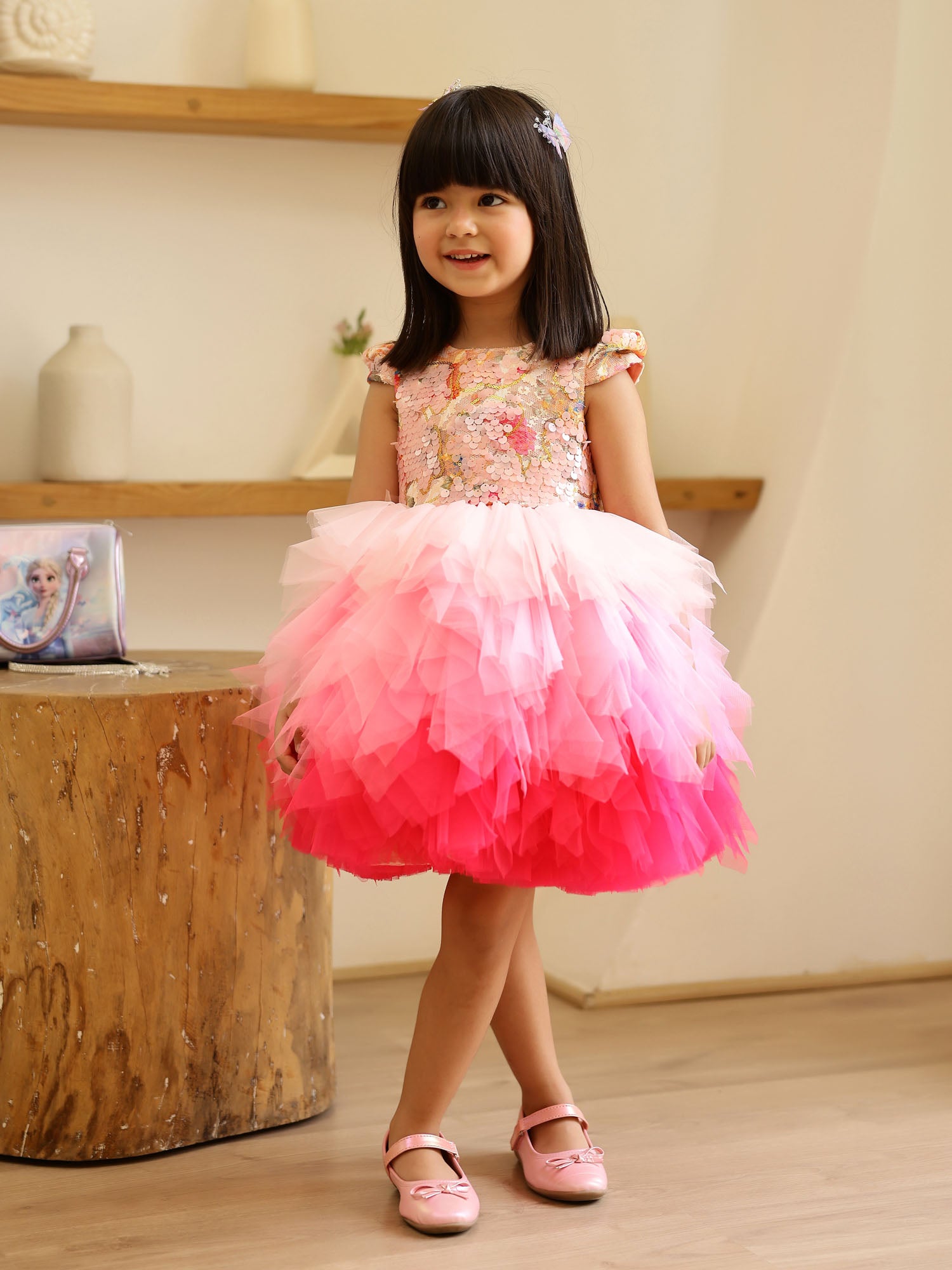JANYAS CLOSET Pink Sequins Stormi Party Dress