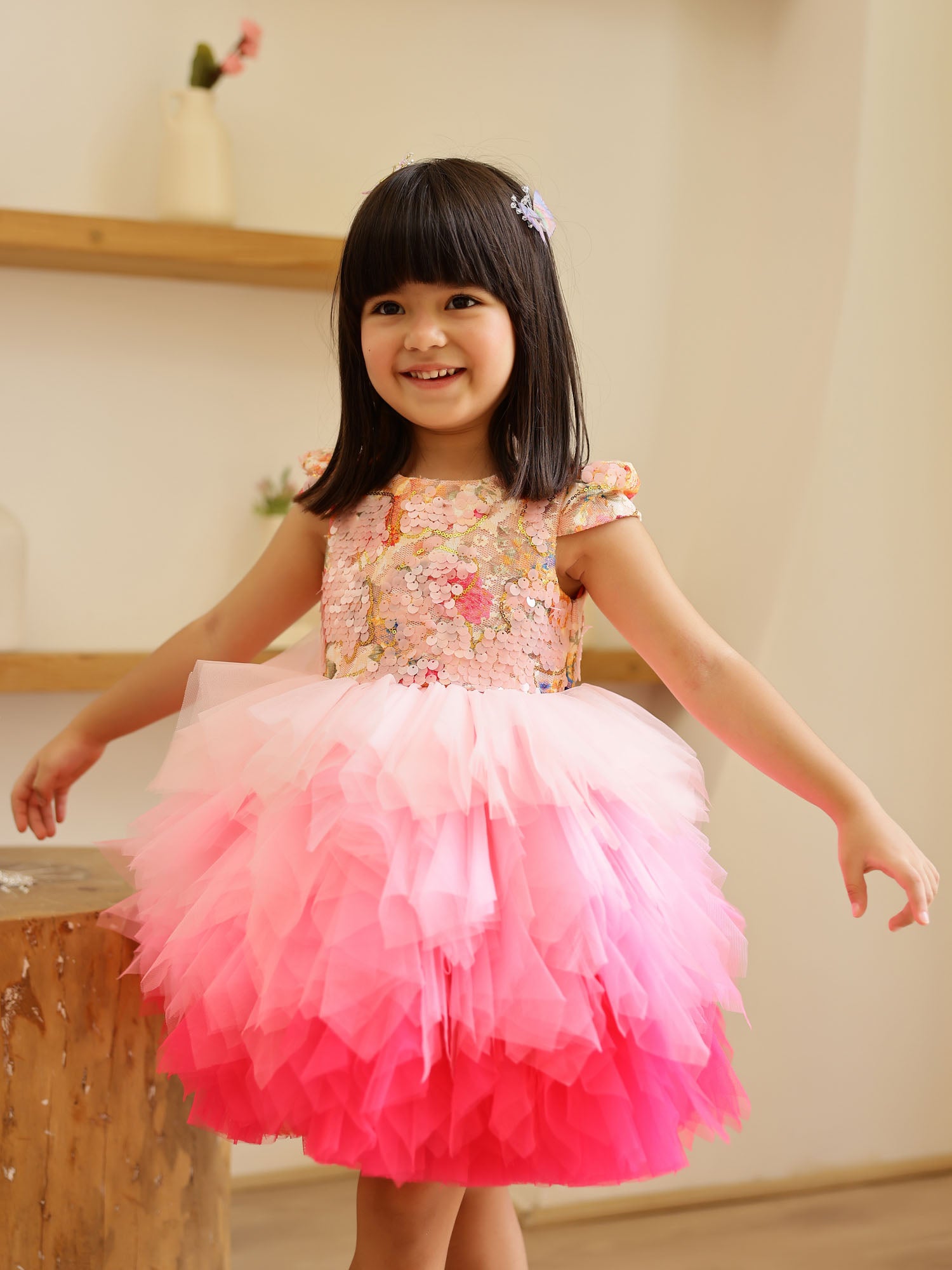 JANYAS CLOSET Pink Sequins Stormi Party Dress