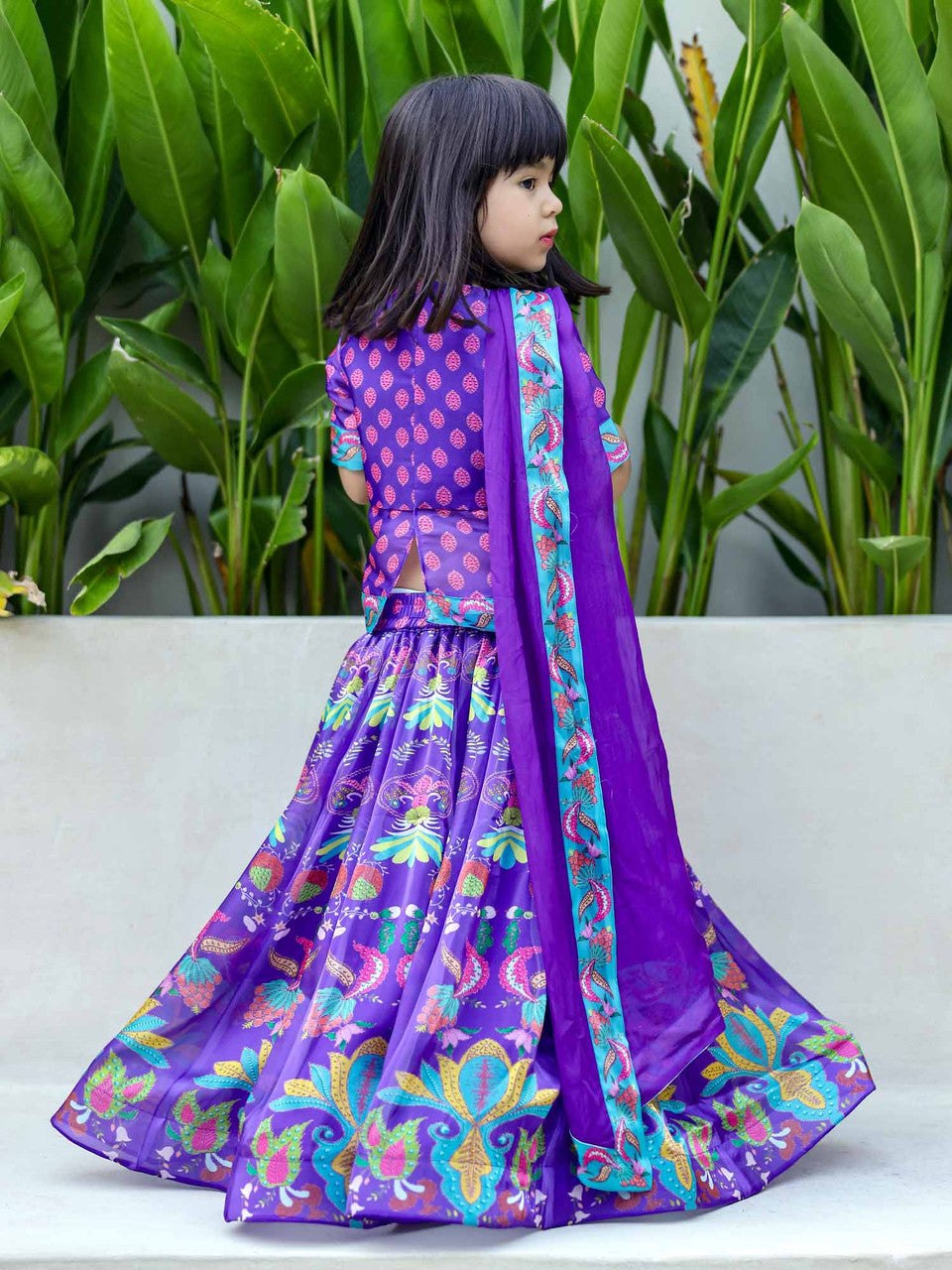 Sample JANYAS CLOSET Purple Kurta Lehenga Set with Dupatta for Girls