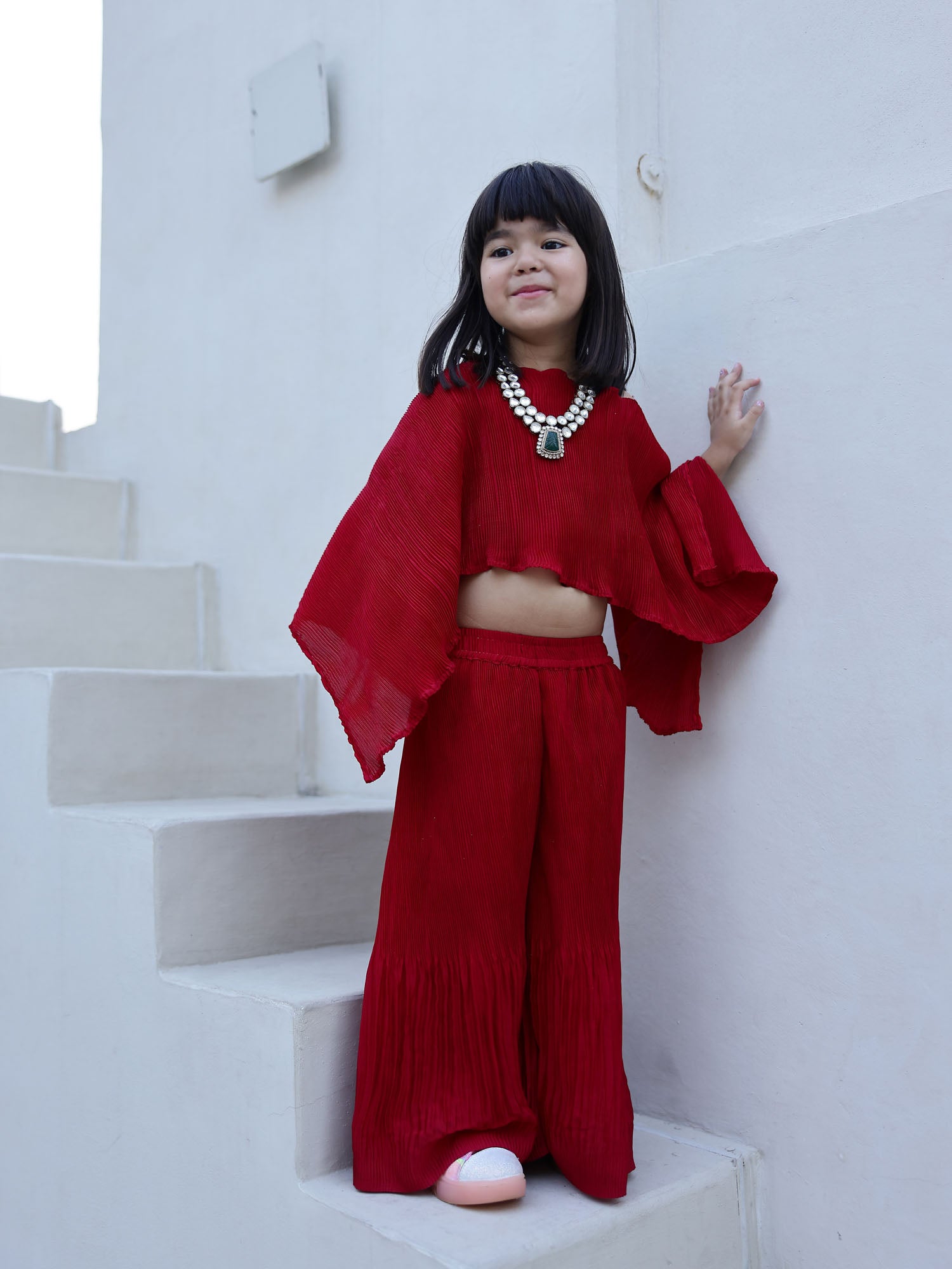 Sale Red Pleated Skirt Top