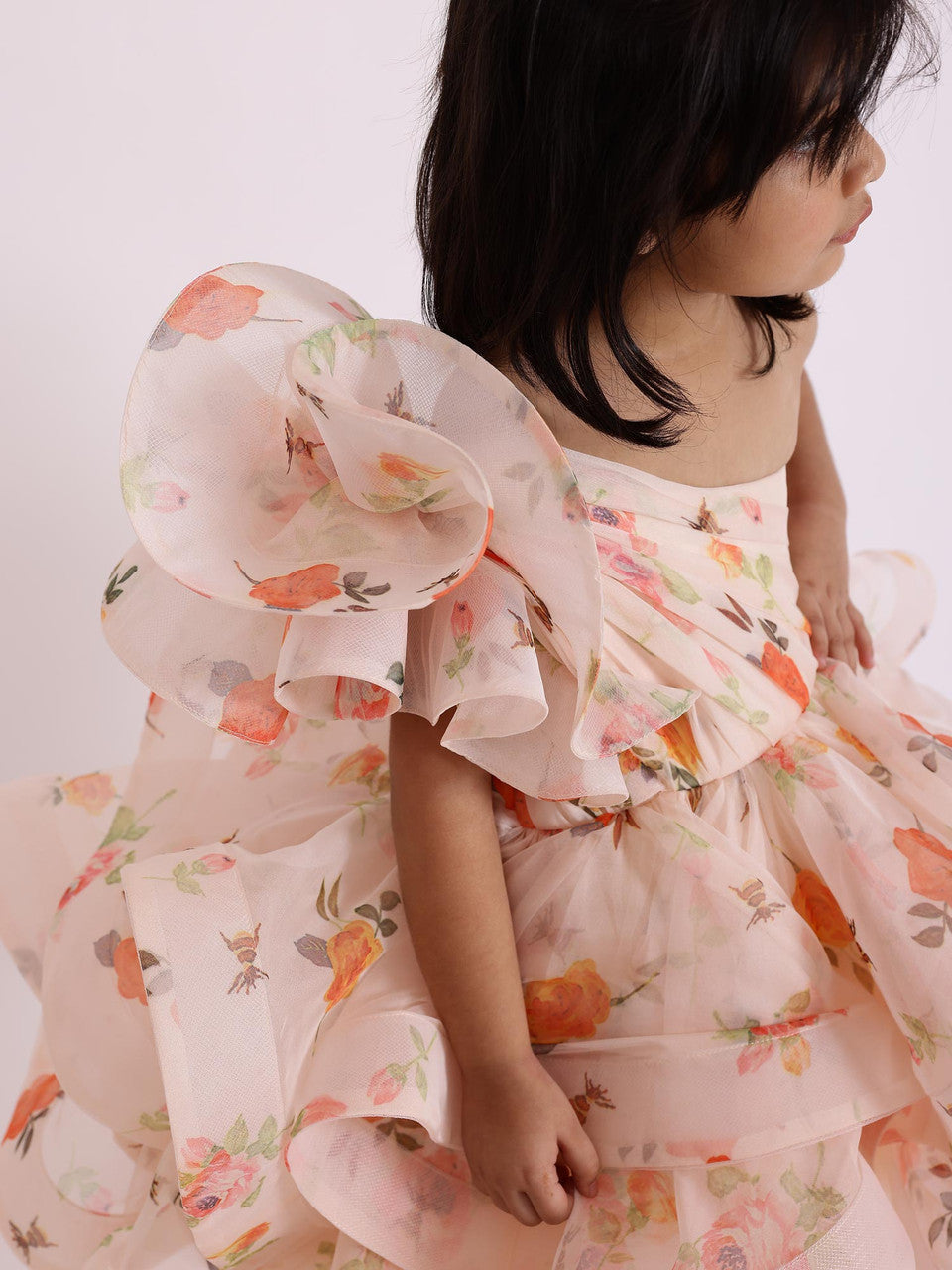 Sample JANYAS CLOSET Dolce Floral Print One Shoulder Drape Dress With Flair