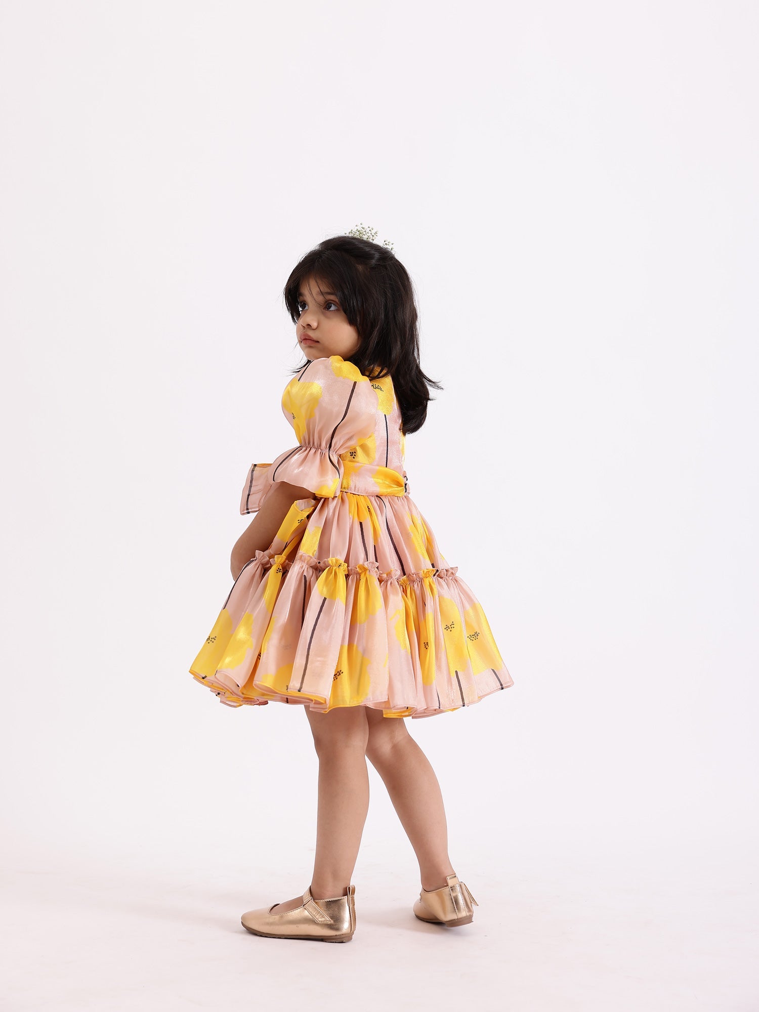 Sample JANYAS CLOSET Gretta Tie Up Bow Printed Party Dress