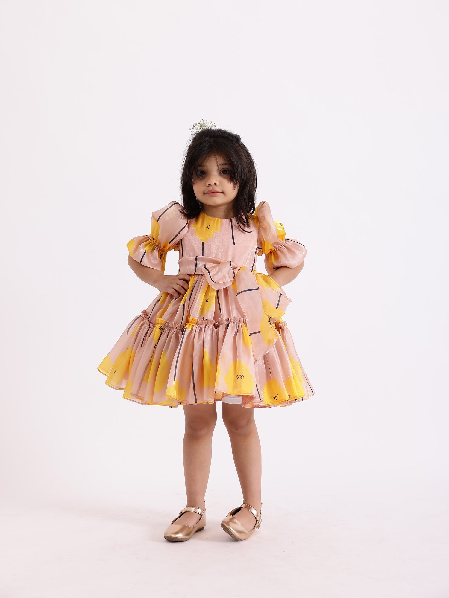 Sample JANYAS CLOSET Gretta Tie Up Bow Printed Party Dress