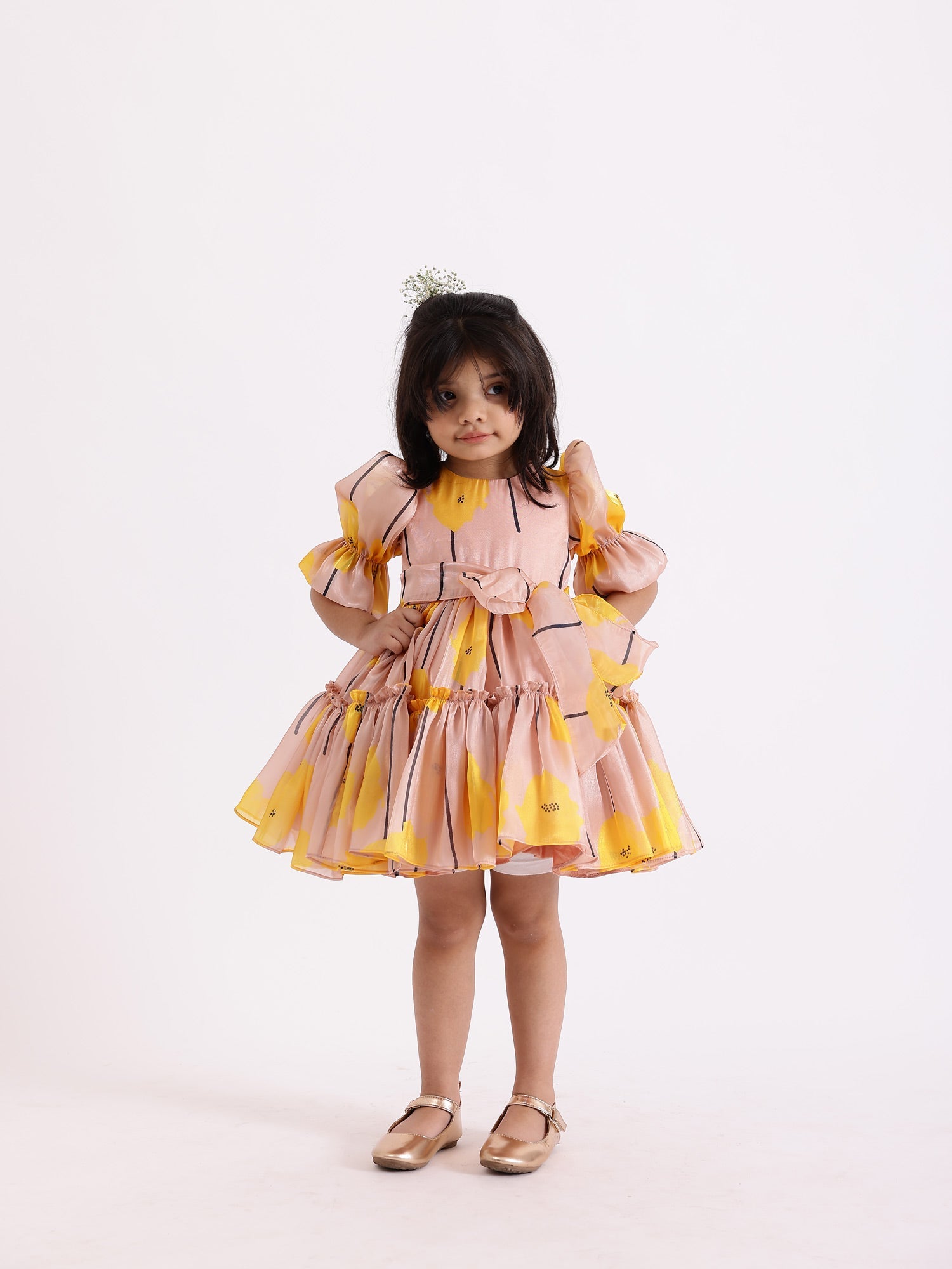 Sample JANYAS CLOSET Gretta Tie Up Bow Printed Party Dress