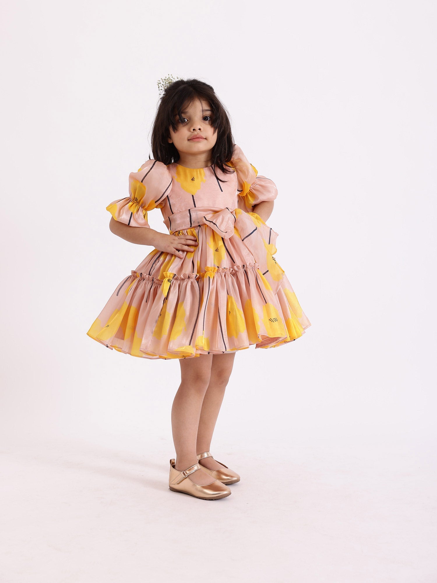 Sample JANYAS CLOSET Gretta Tie Up Bow Printed Party Dress