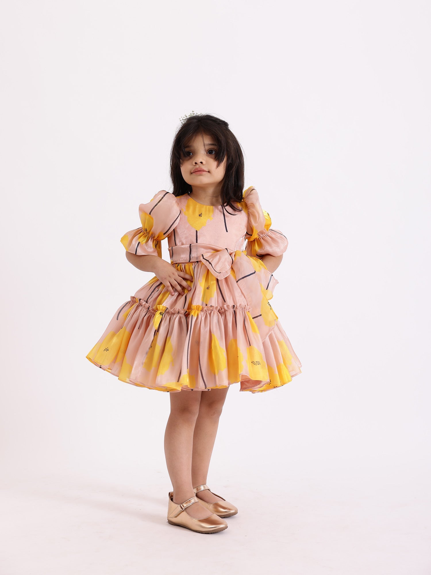Sample JANYAS CLOSET Gretta Tie Up Bow Printed Party Dress
