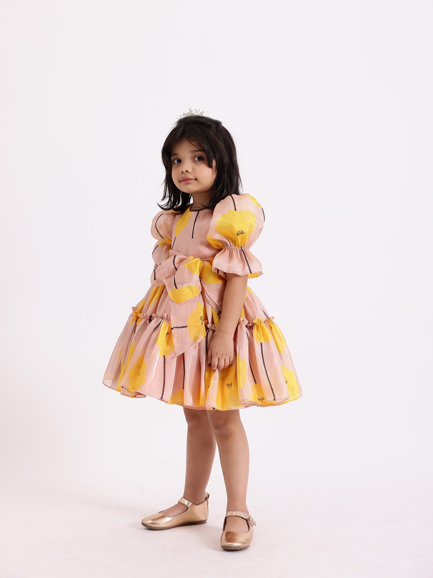 Sample JANYAS CLOSET Gretta Tie Up Bow Printed Party Dress