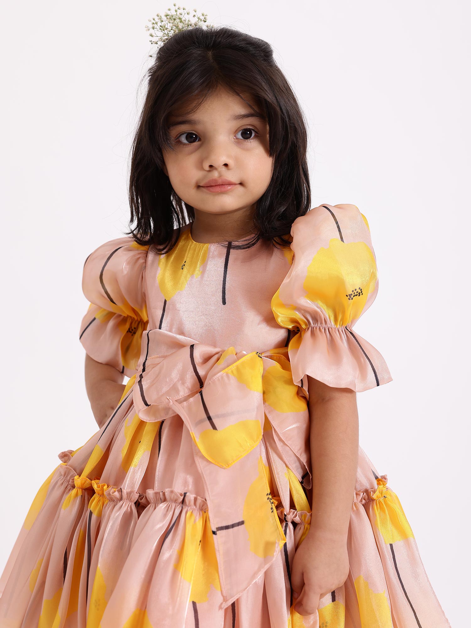 Sample JANYAS CLOSET Gretta Tie Up Bow Printed Party Dress