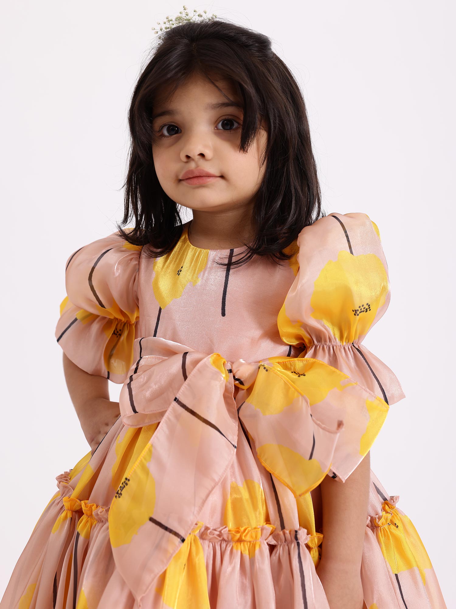 Sample JANYAS CLOSET Gretta Tie Up Bow Printed Party Dress
