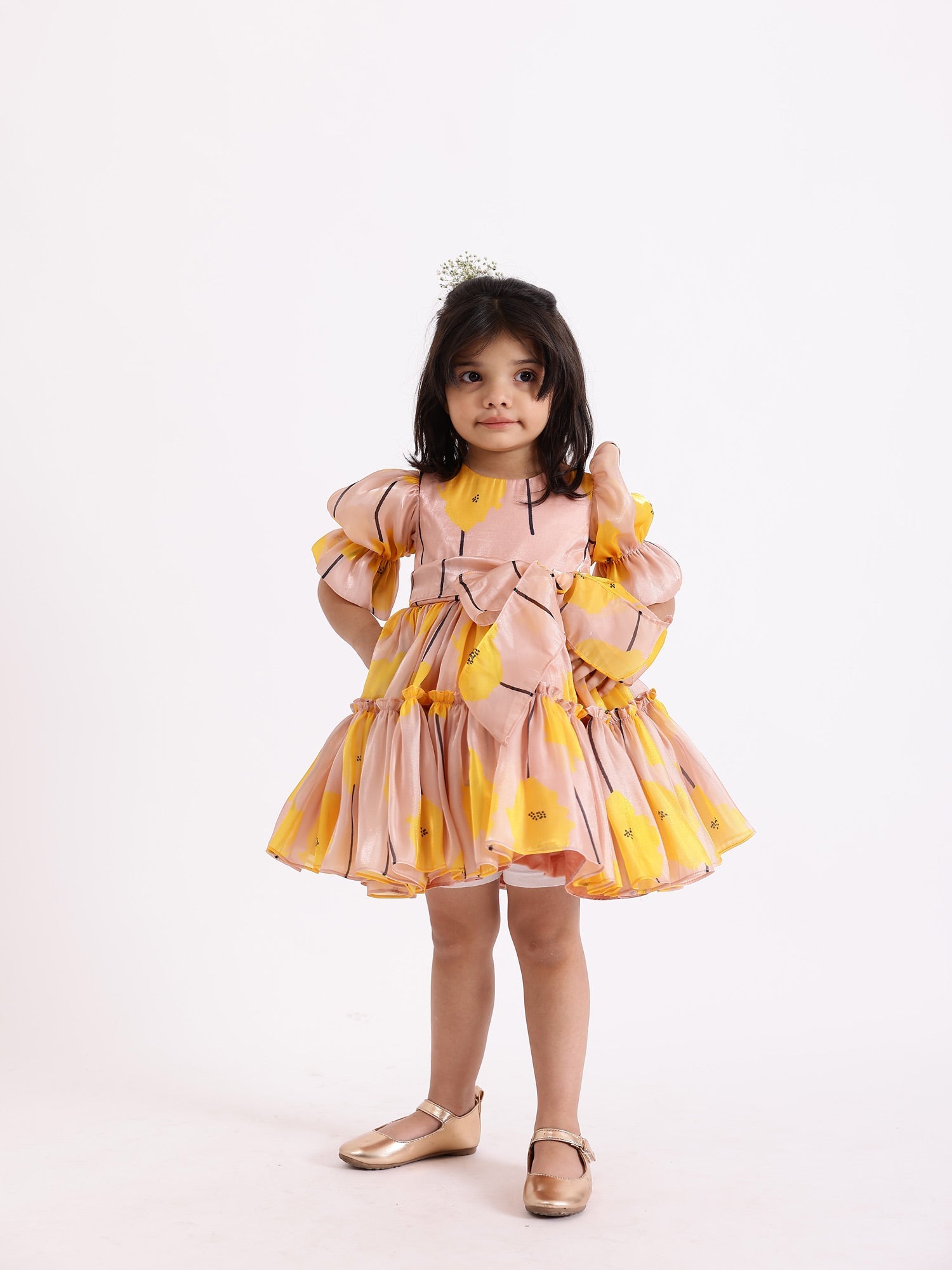 Sample JANYAS CLOSET Gretta Tie Up Bow Printed Party Dress