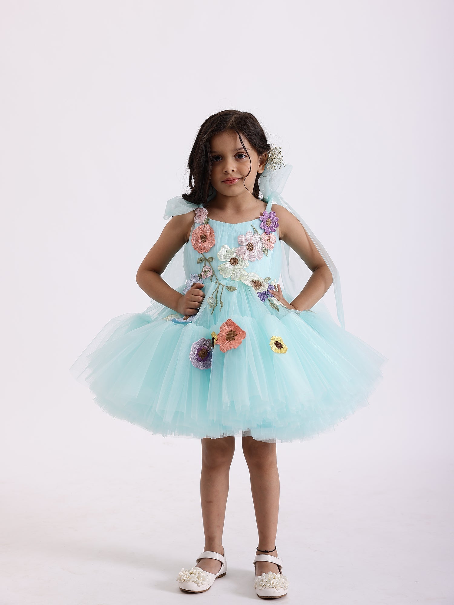 Sample JANYAS CLOSET Celestia Grey Couture Gown with 3D Flowers