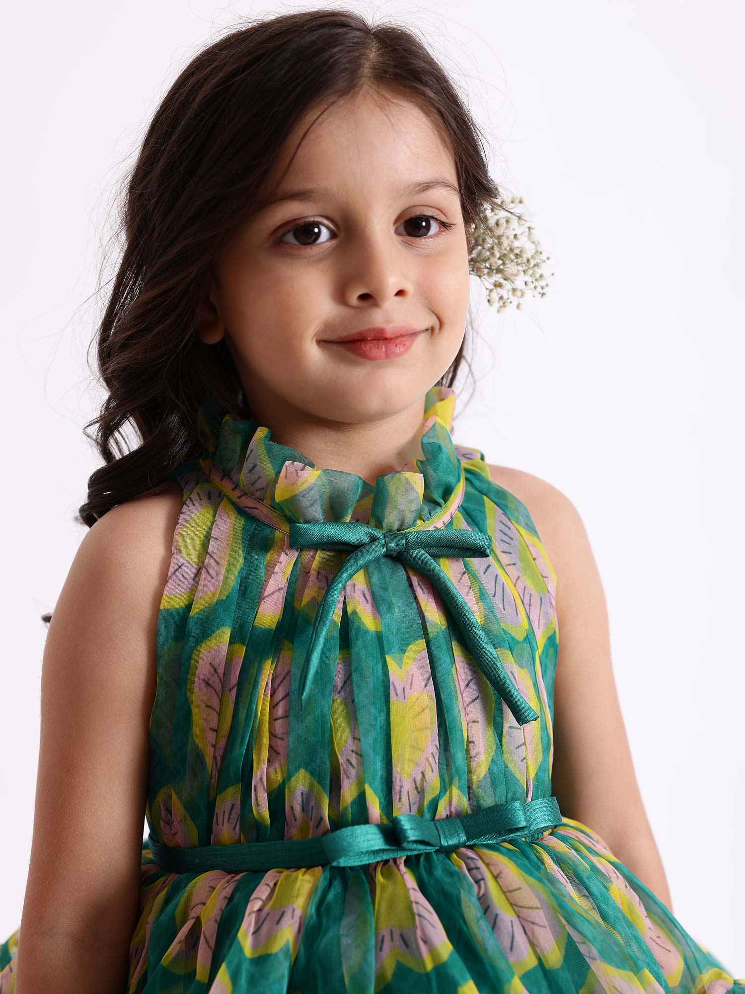 Sample JANYAS CLOSET Green Printed Heart Party Dress *