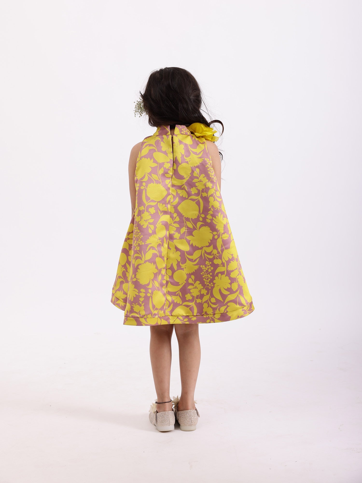 JANYAS CLOSET Yellow Printed Floral  Lulu Sunni Dress