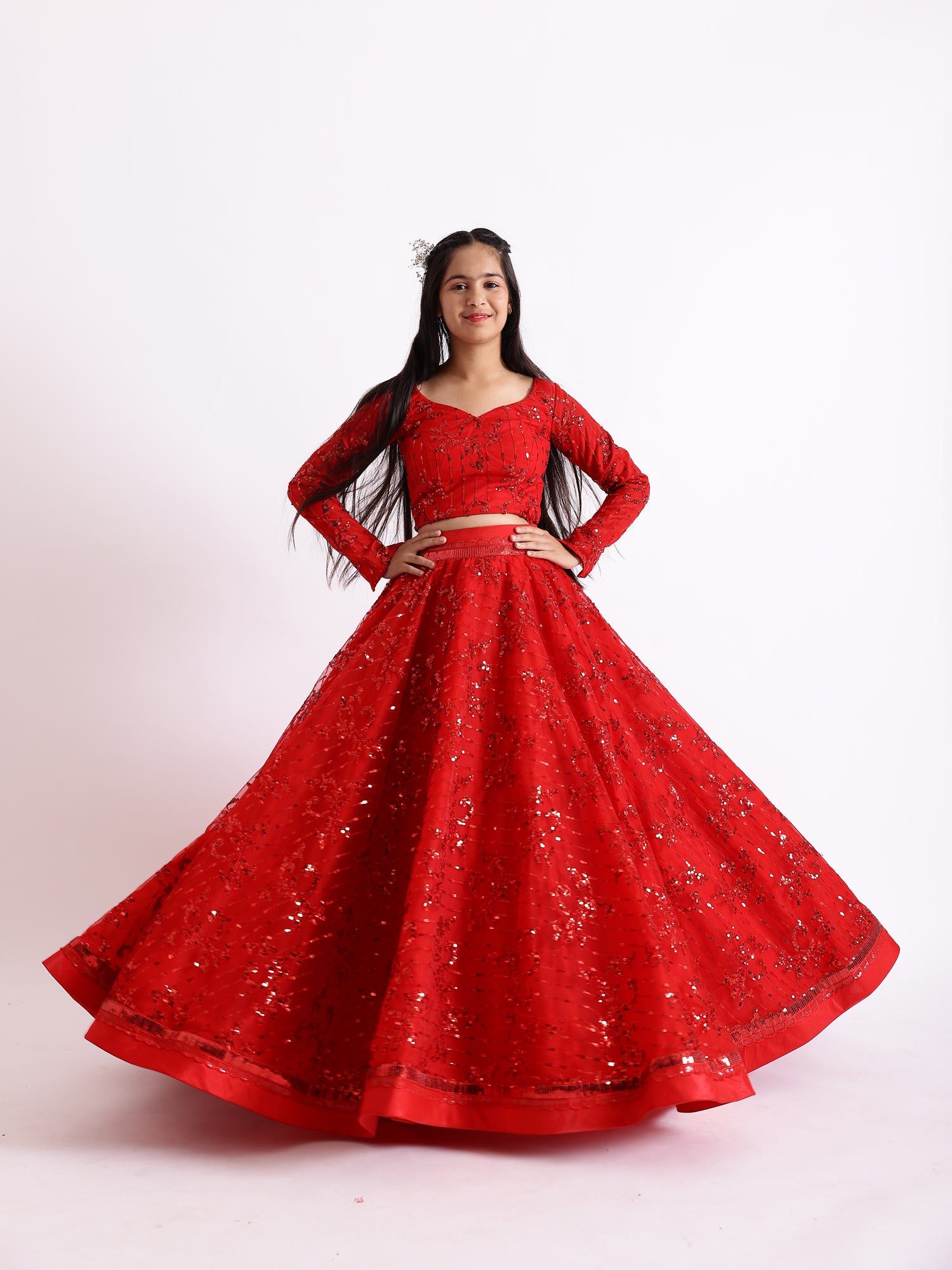 Sample Red Embroidered Wedding Lehenga