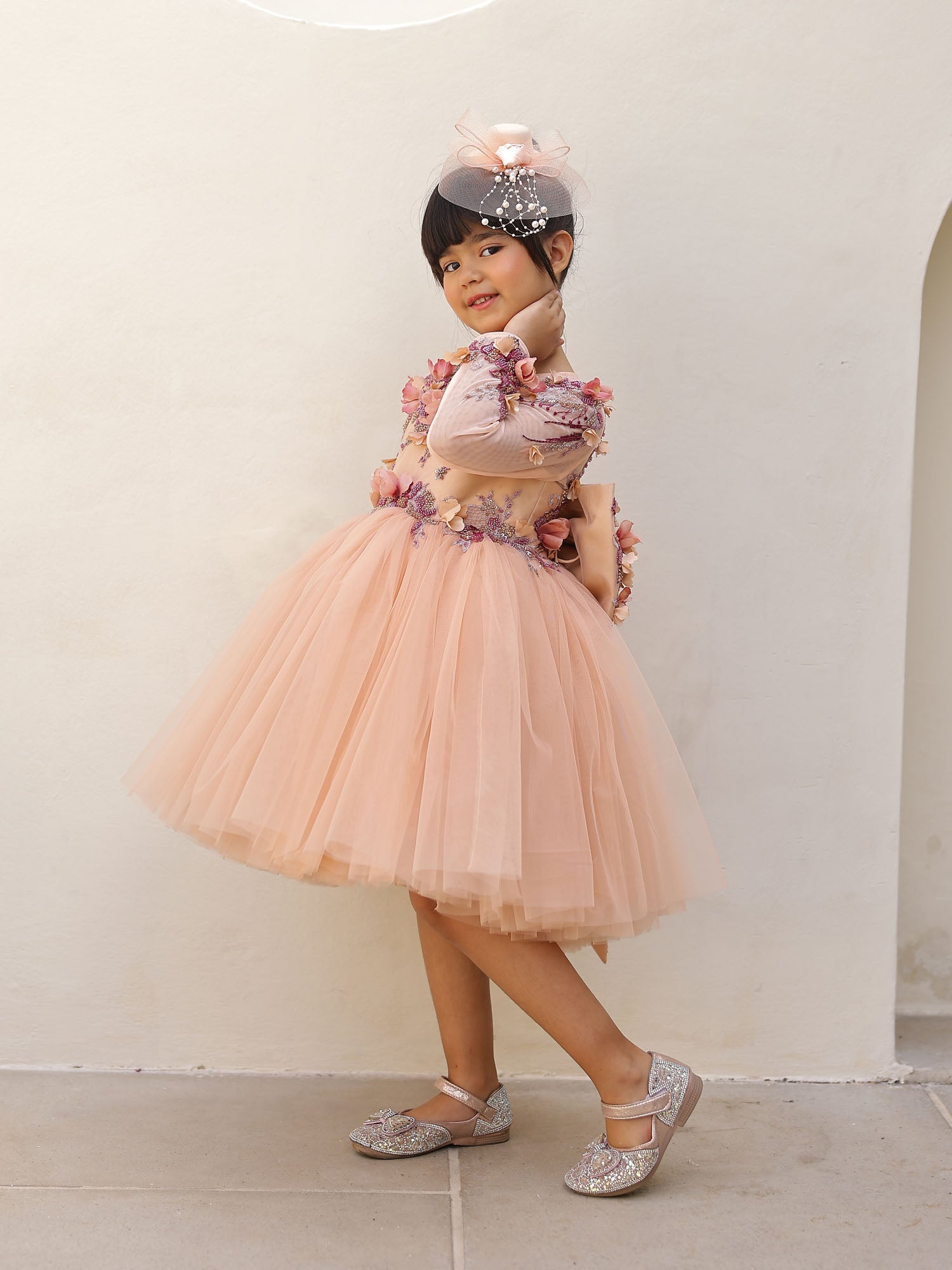 JANYAS CLOSET Seraphina Peach Couture Dress