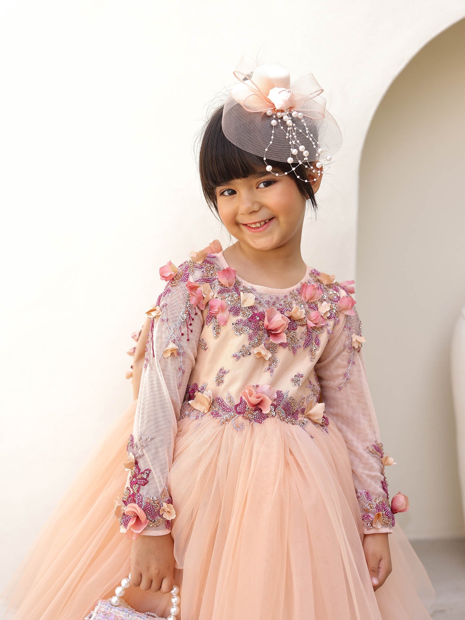 JANYAS CLOSET Seraphina Peach Couture Dress