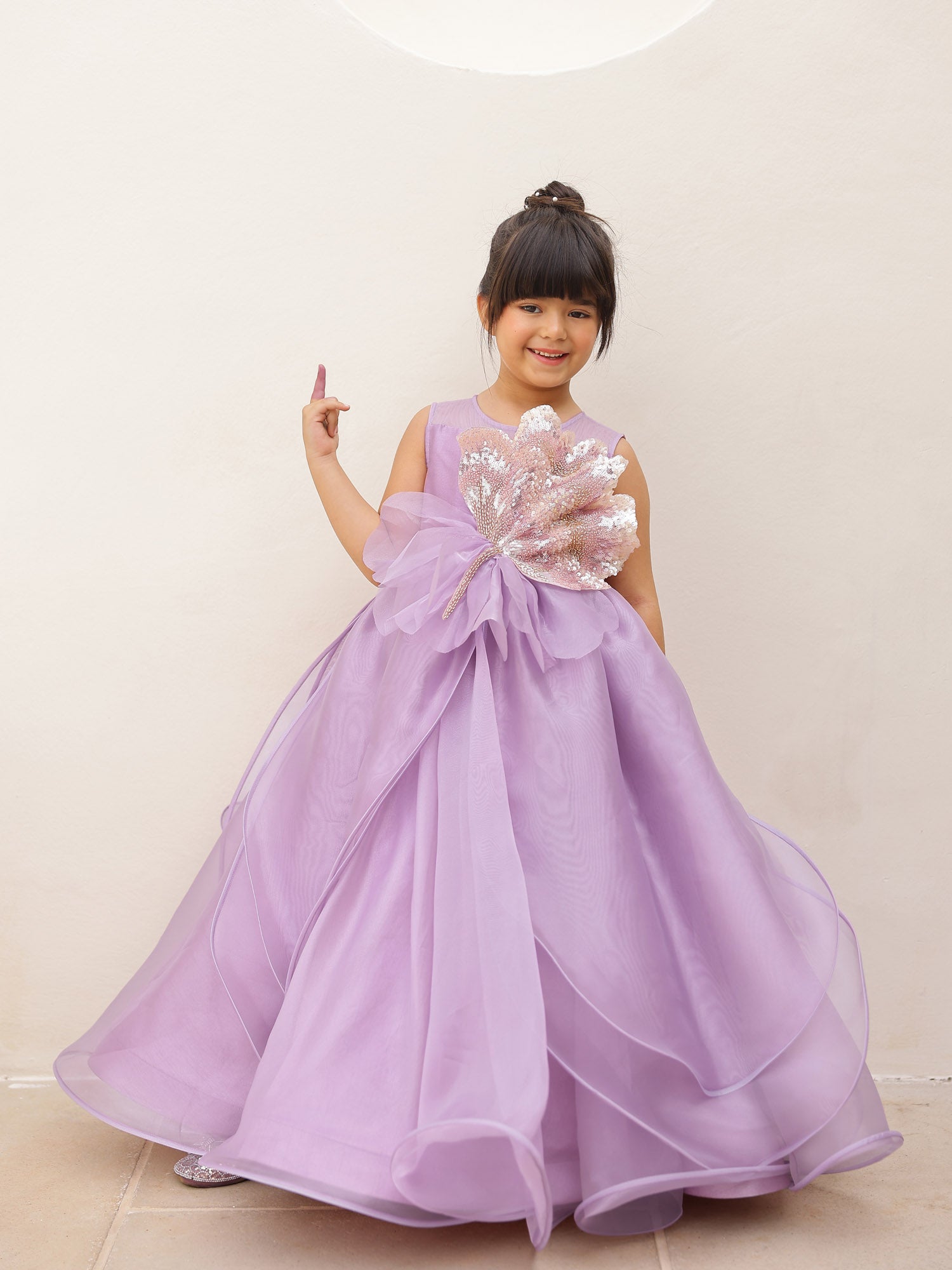 JANYAS CLOSET Amara Lavender Petal Sequin Gown