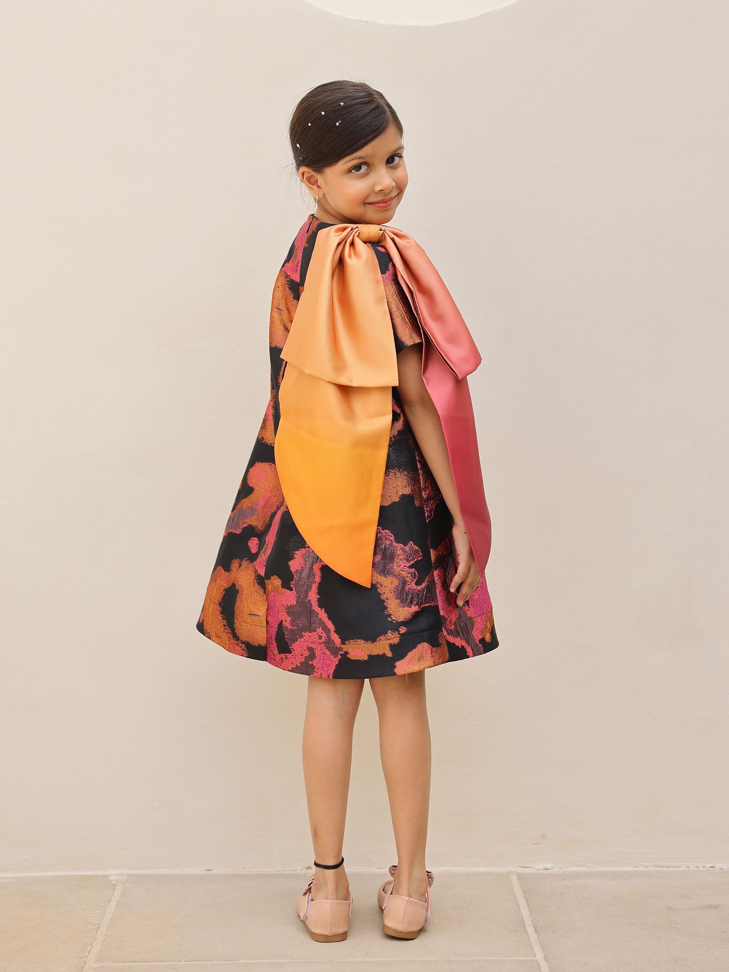 Janyas Closet Aaliyah Bowed Jacquard Party Dress