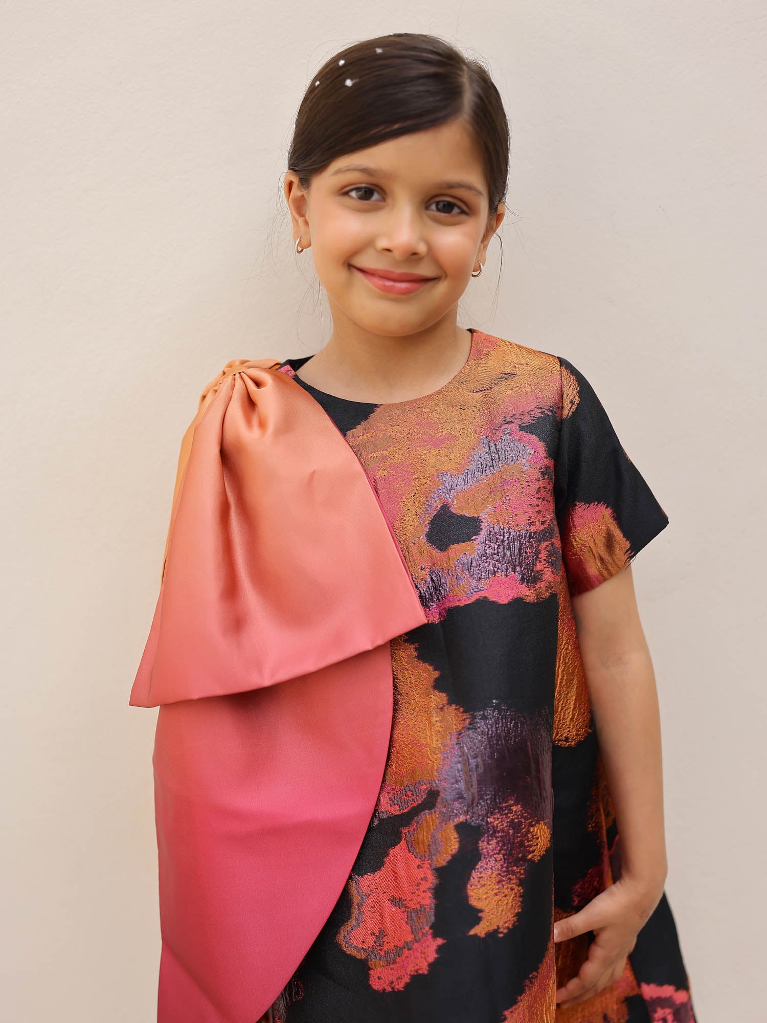 Janyas Closet Aaliyah Bowed Jacquard Party Dress