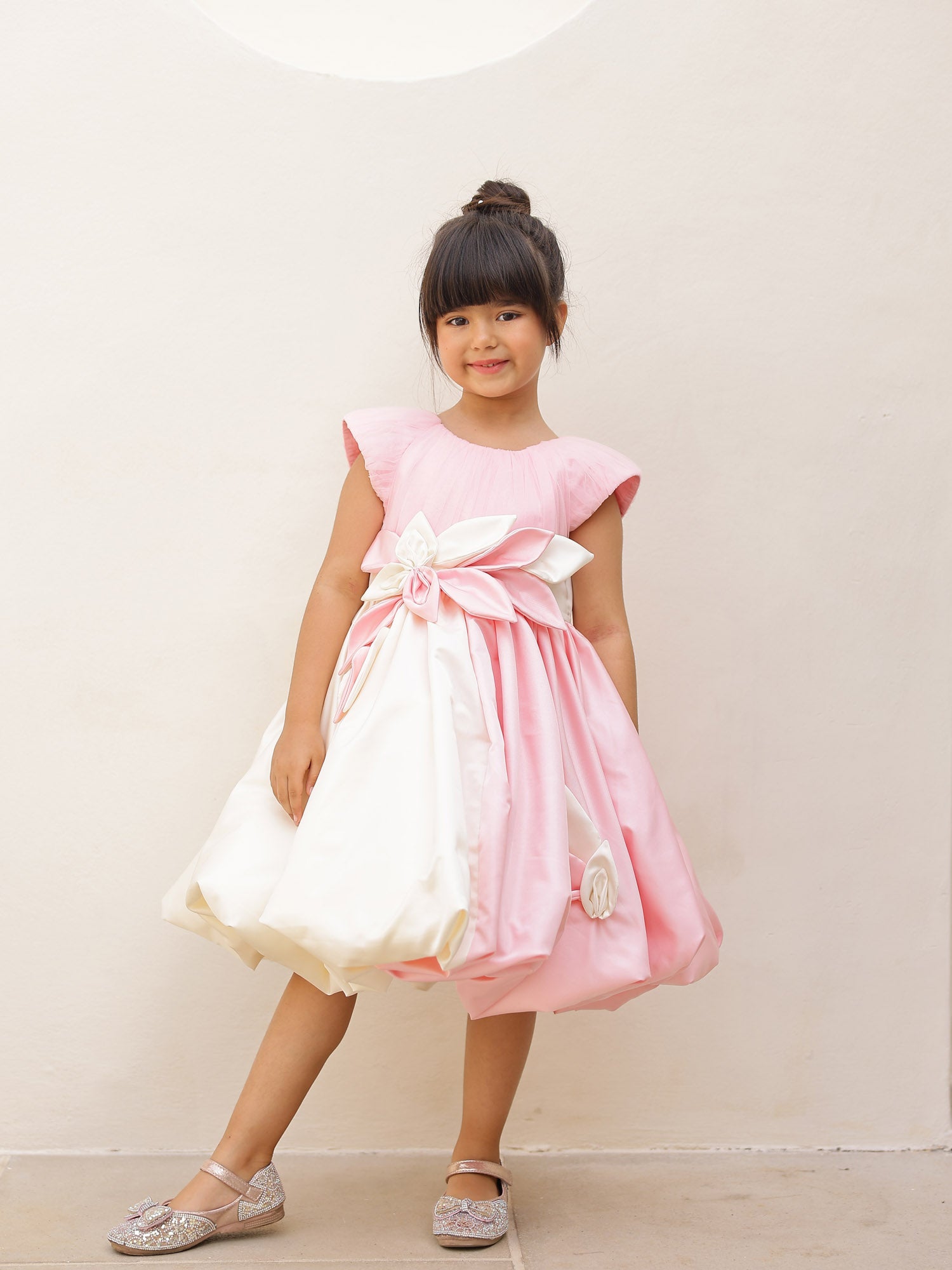 JANYAS CLOSET Pink White Manila Flower Dress