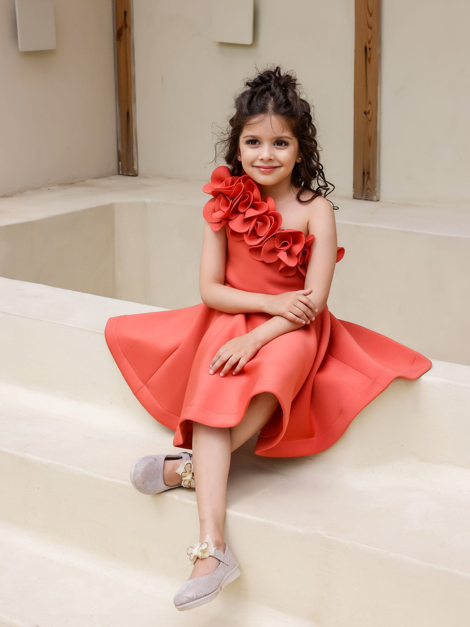 Sample JANYAS CLOSET Autumn Bloom Neoprene Party Dress