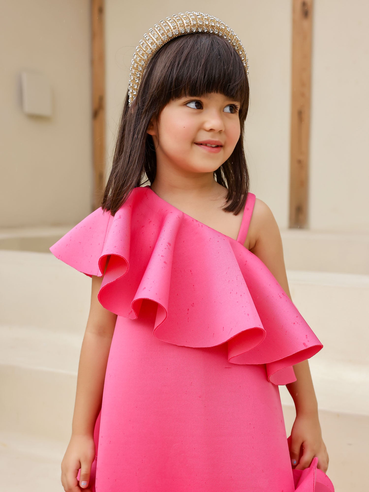 Sample JANYAS CLOSET Fuchsia Pink Fairy Neoprene Party Dress
