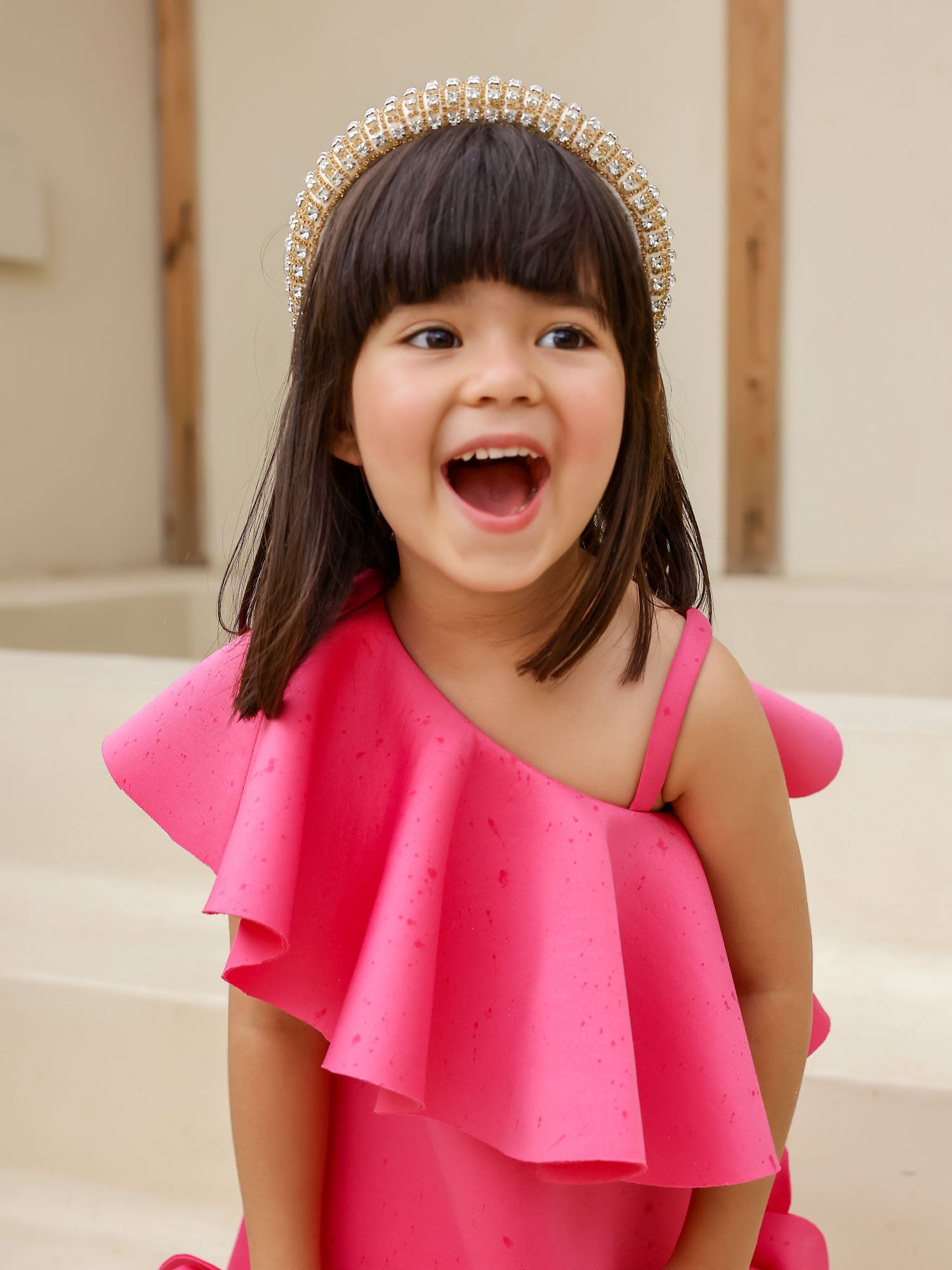 Sample JANYAS CLOSET Fuchsia Pink Fairy Neoprene Party Dress