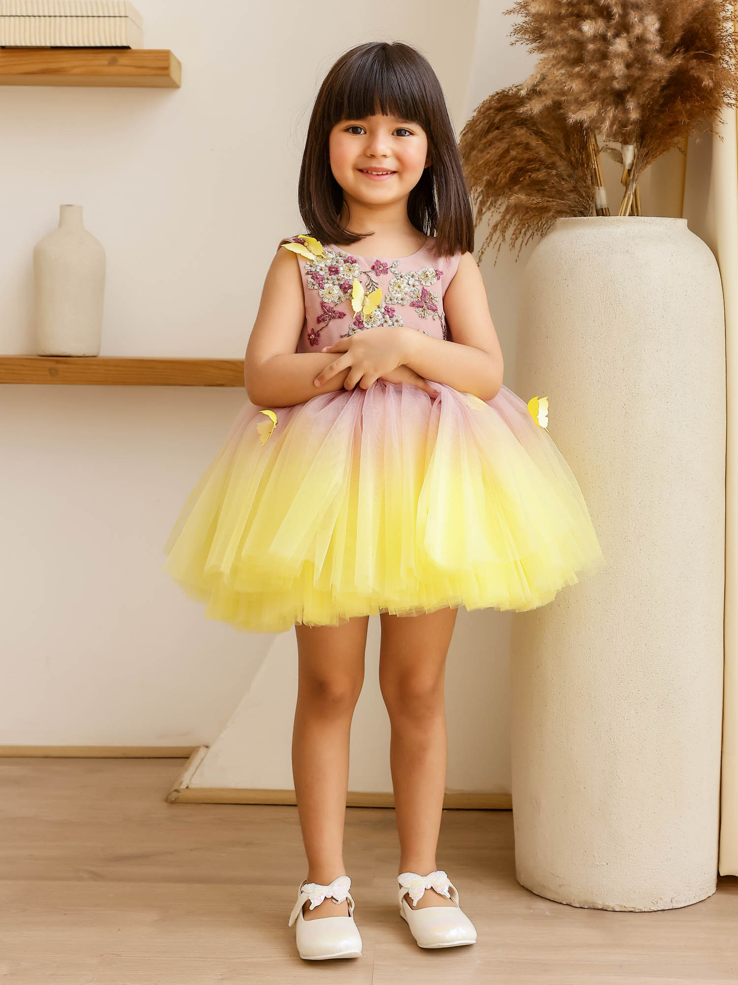 Sample JANYAS CLOSET: Yellow Shaded Dress with Convertible Drape