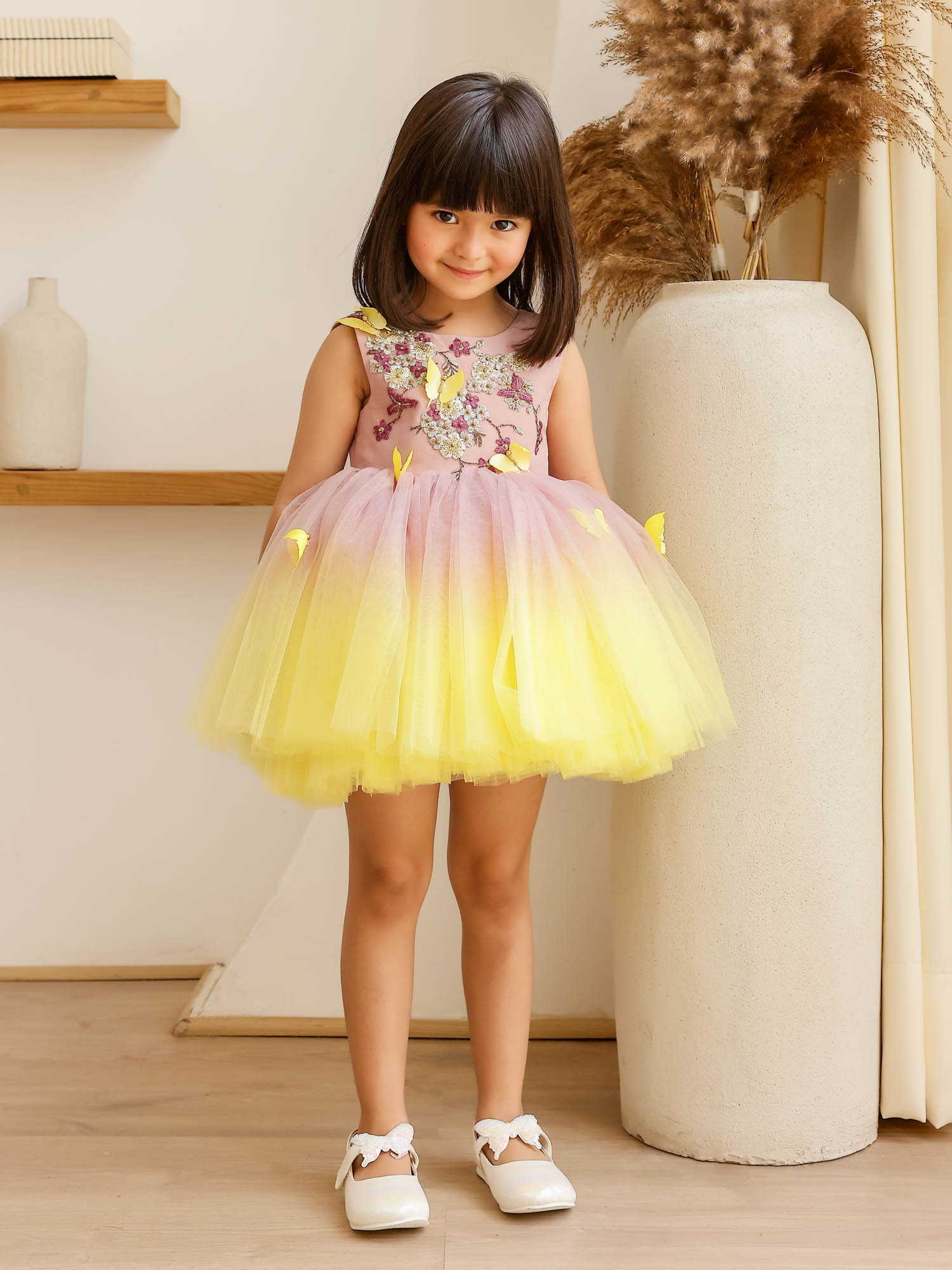 Sample JANYAS CLOSET: Yellow Shaded Dress with Convertible Drape