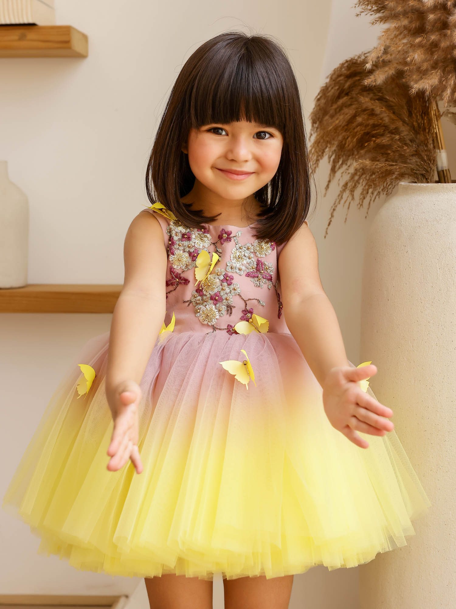 Sample JANYAS CLOSET: Yellow Shaded Dress with Convertible Drape