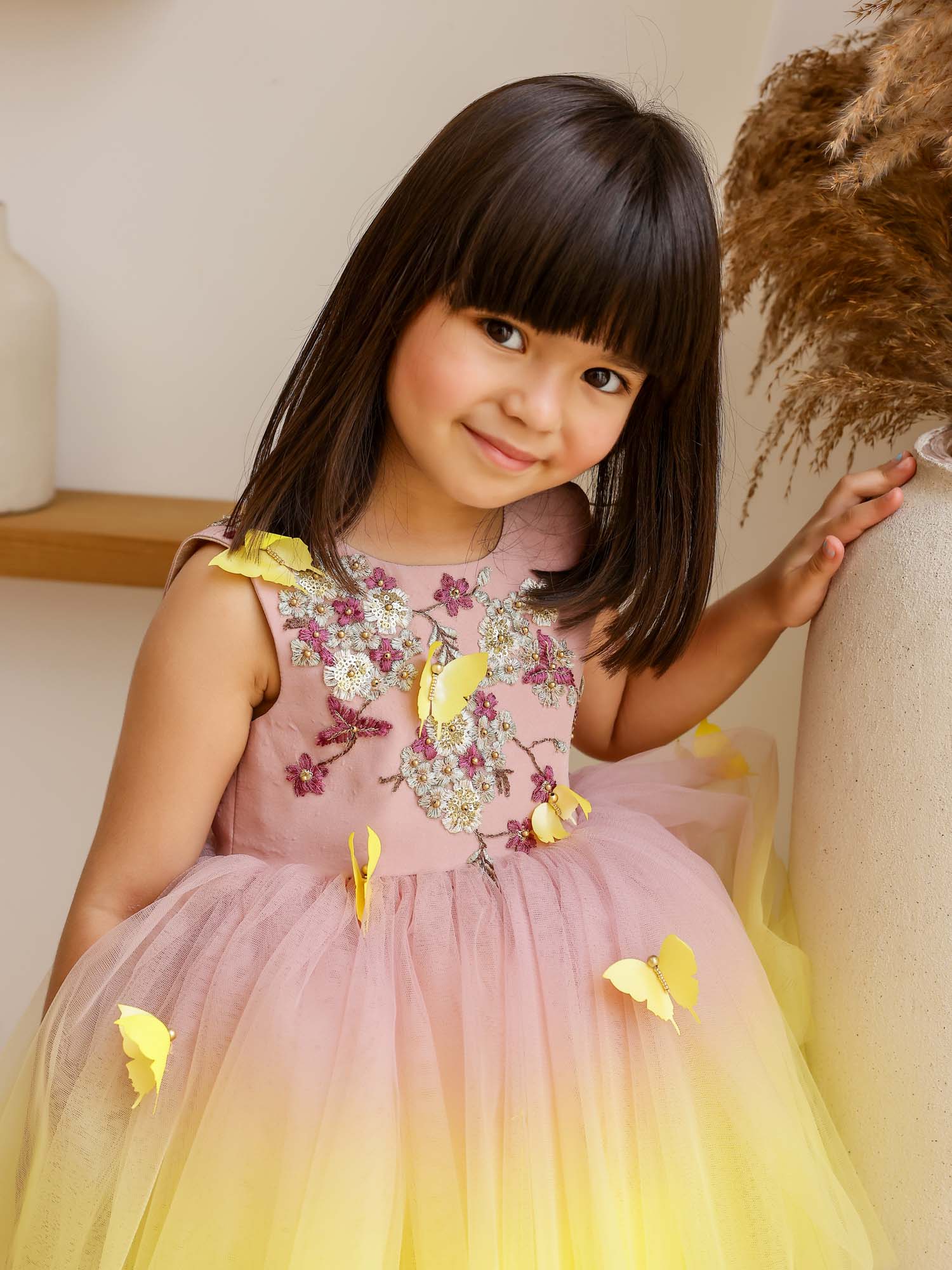 Sample JANYAS CLOSET: Yellow Shaded Dress with Convertible Drape