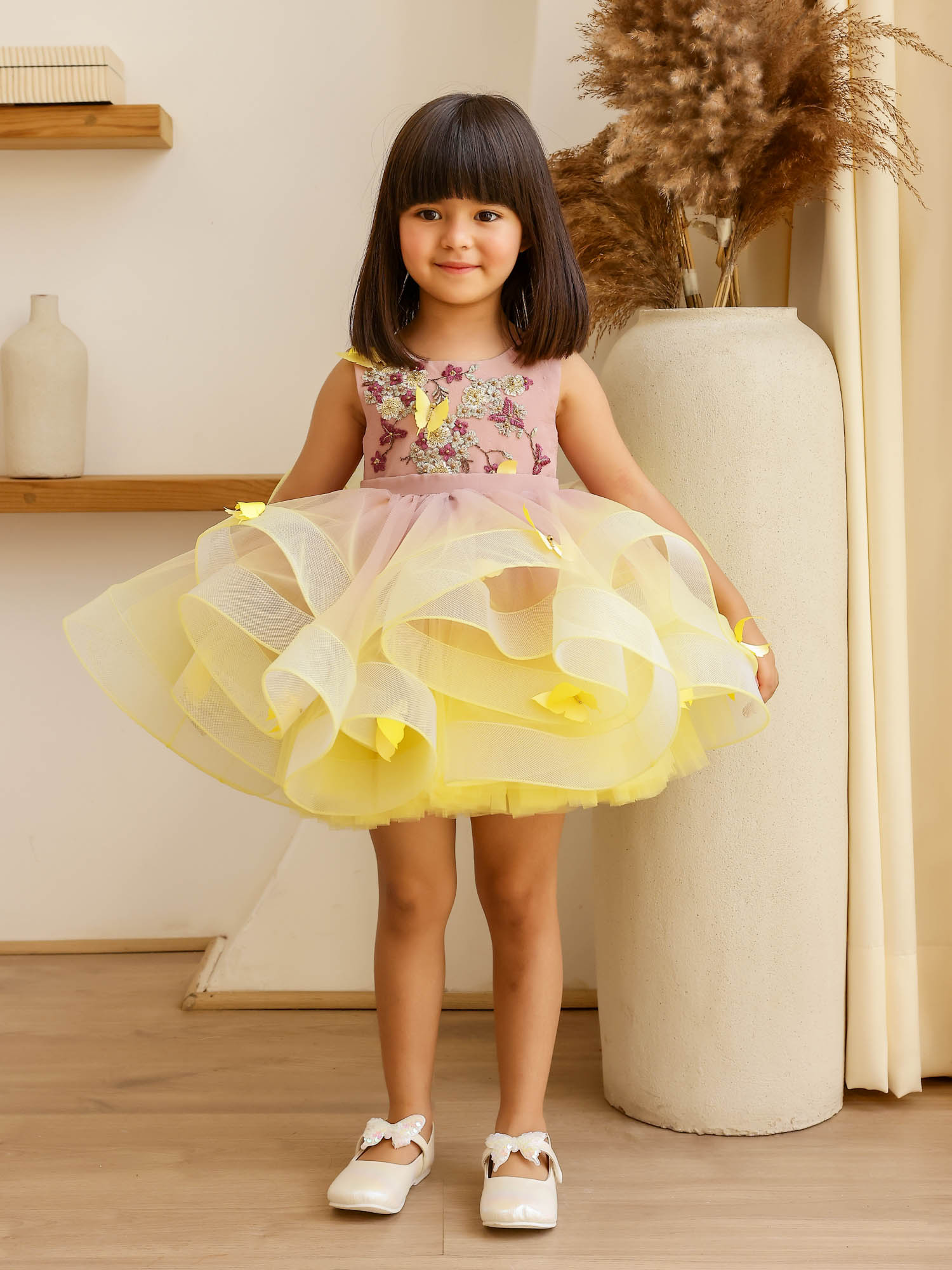 Sample JANYAS CLOSET: Yellow Shaded Dress with Convertible Drape