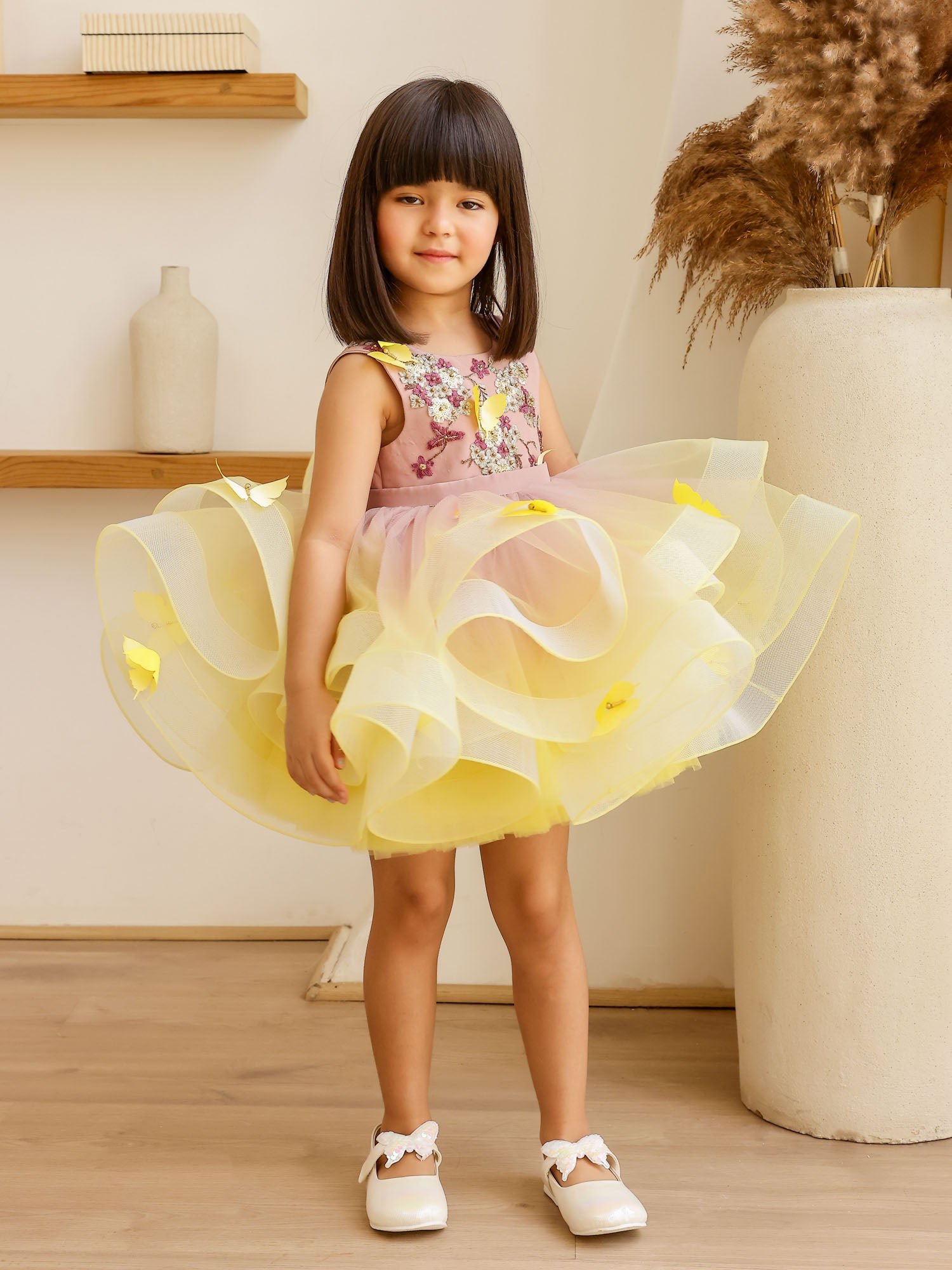 Sample JANYAS CLOSET: Yellow Shaded Dress with Convertible Drape