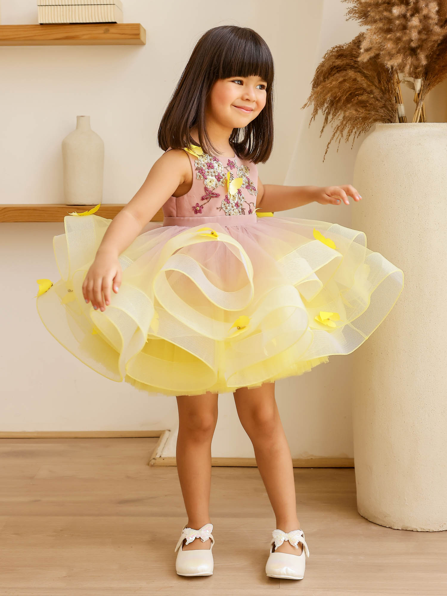 Sample JANYAS CLOSET: Yellow Shaded Dress with Convertible Drape