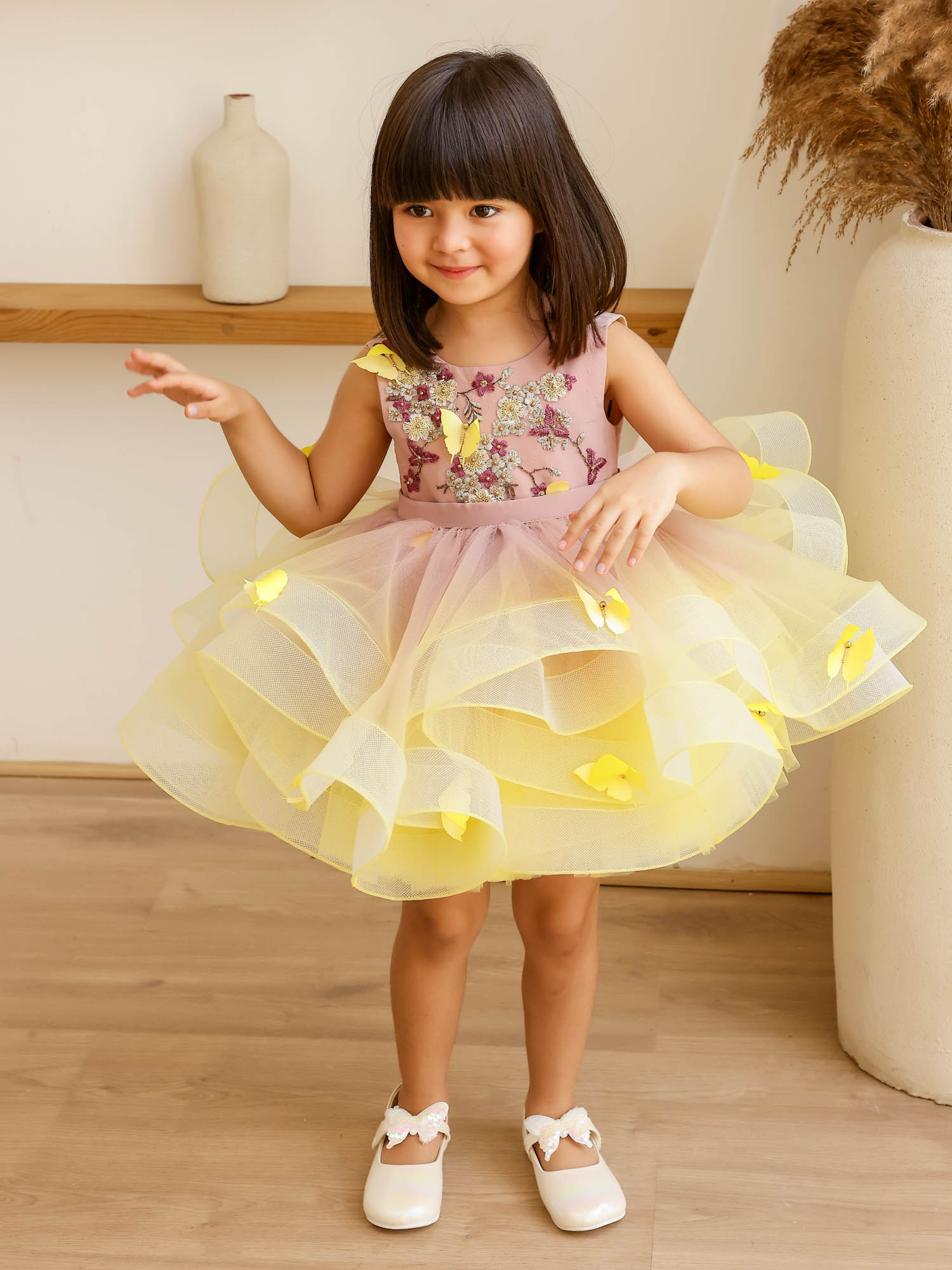 Sample JANYAS CLOSET: Yellow Shaded Dress with Convertible Drape