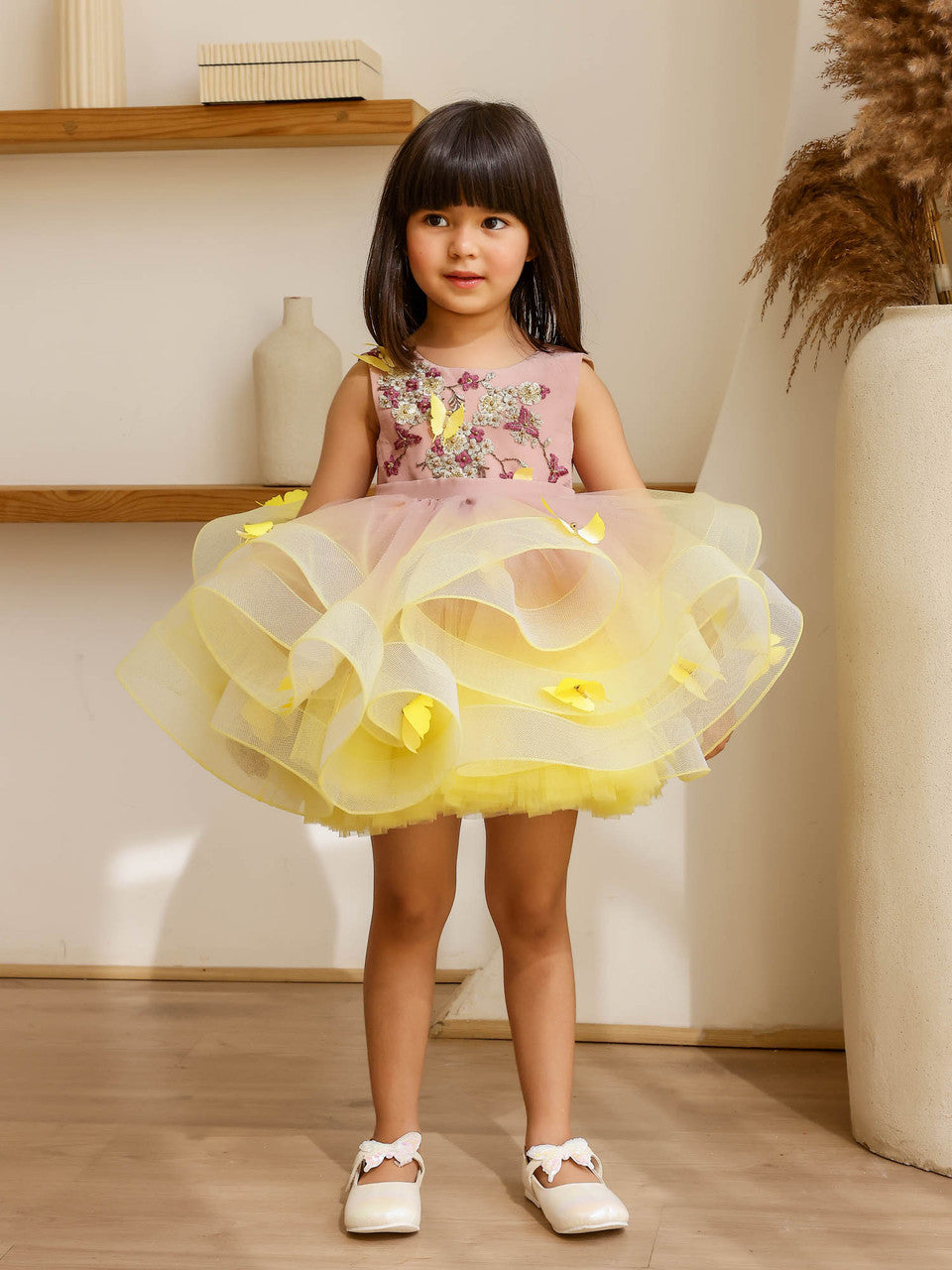 JANYAS CLOSET: Yellow Shaded Uneven Dress