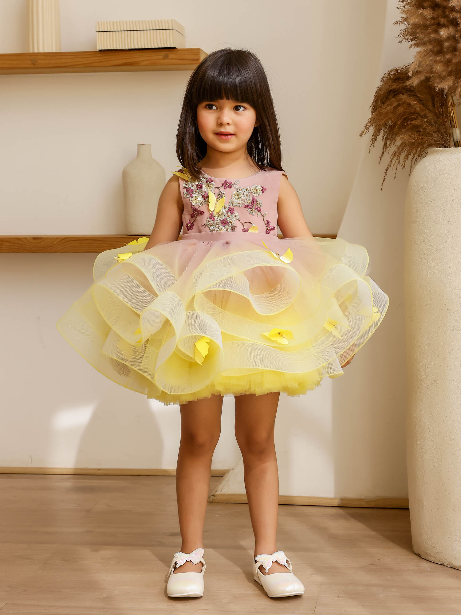 Sample JANYAS CLOSET: Yellow Shaded Dress with Convertible Drape