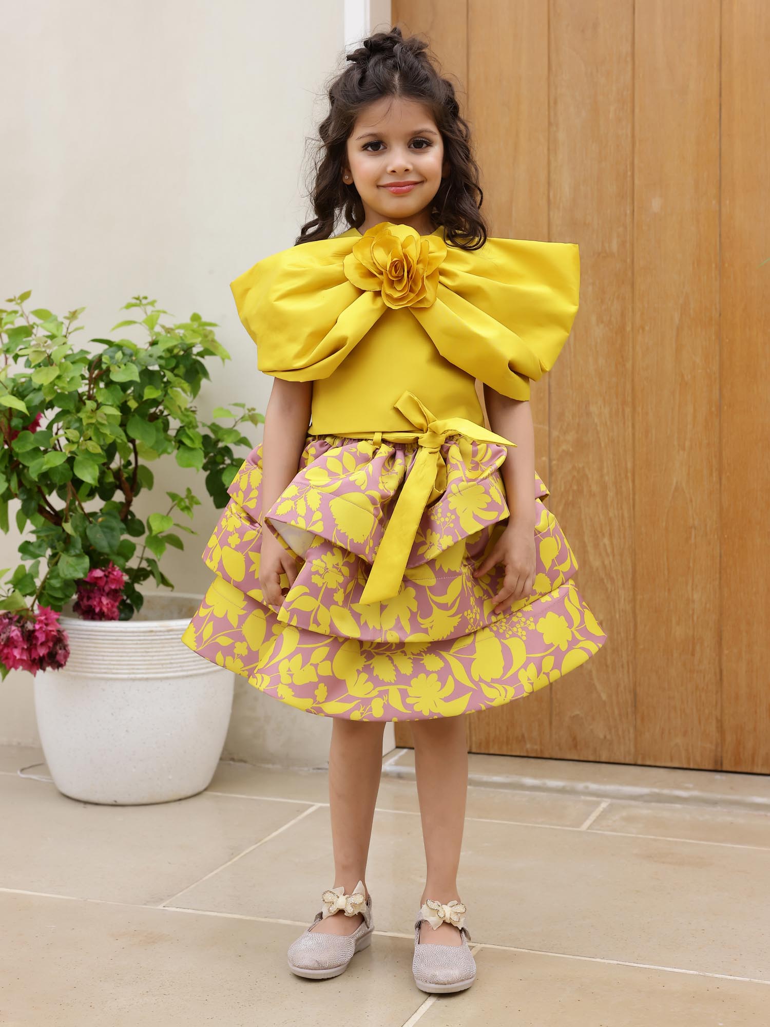 JANYAS CLOSET Yellow Petal Skirt Top