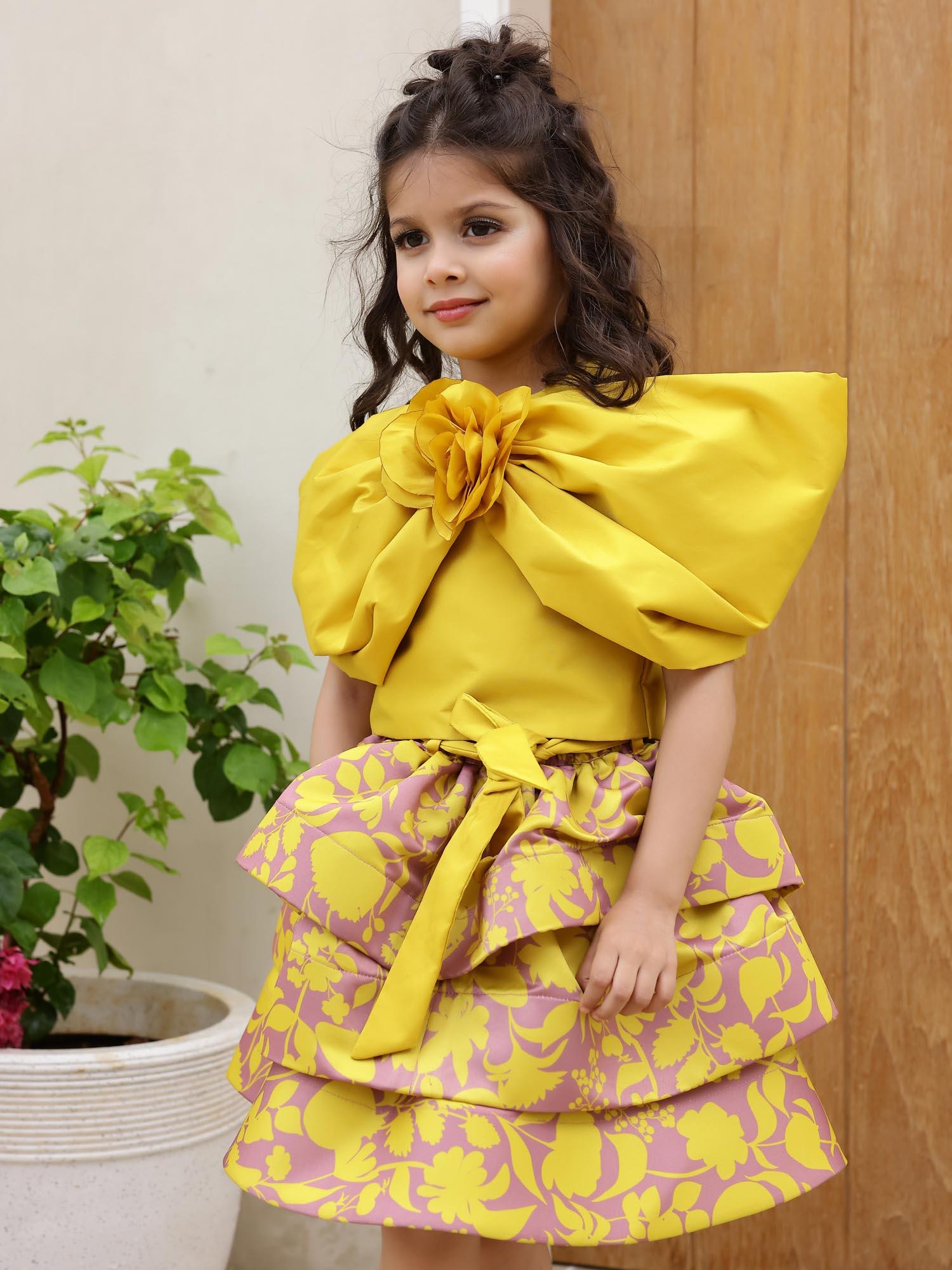 JANYAS CLOSET Yellow Petal Skirt Top