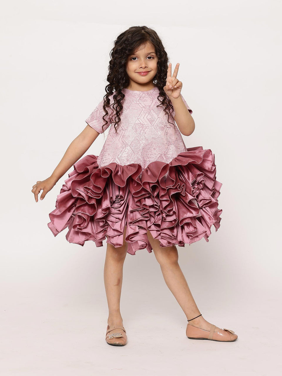 Sample JANYAS CLOSET Mauve Majestic Tulle Dream Dress With Hair Pin*