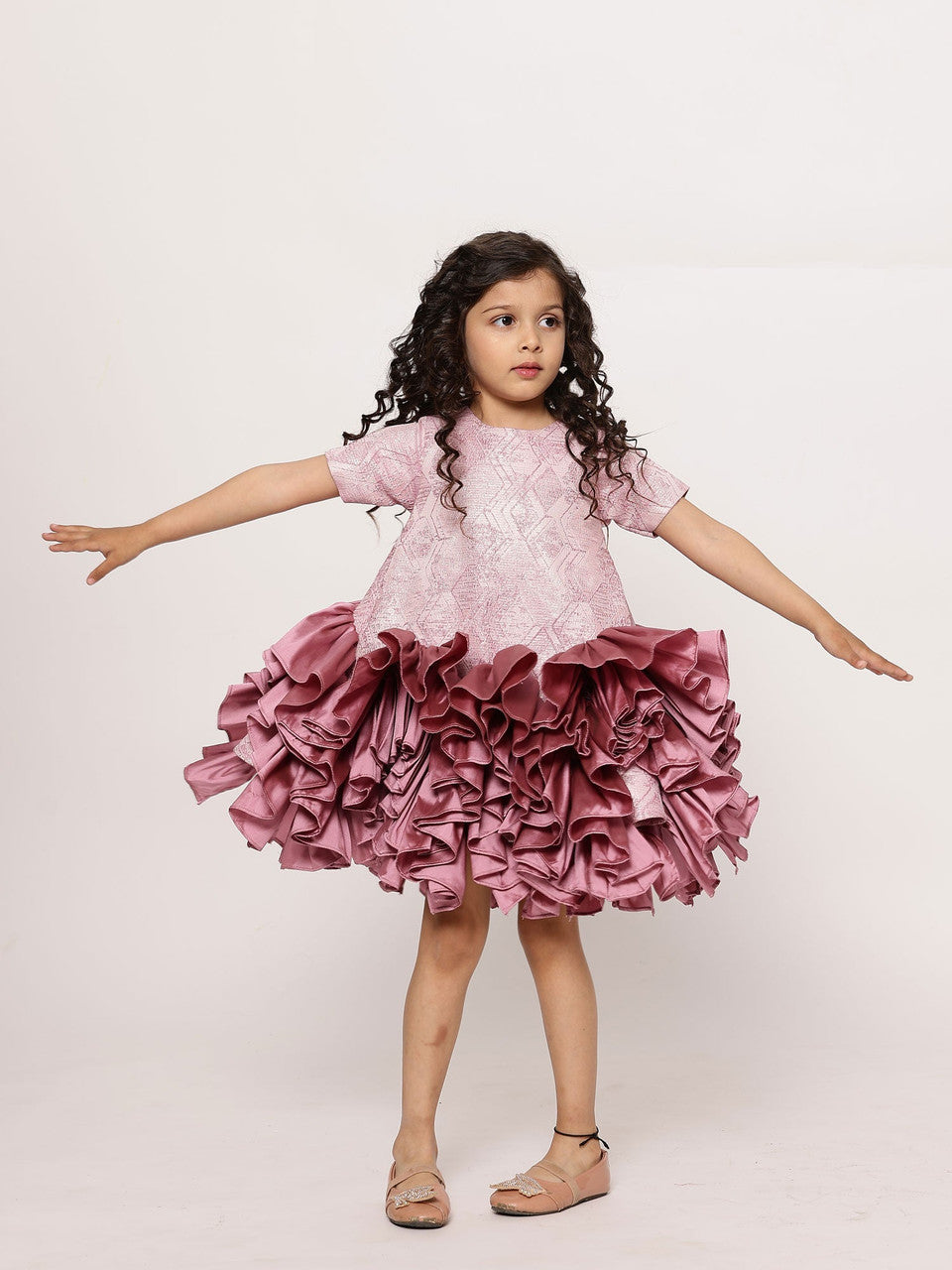 Sample JANYAS CLOSET Mauve Majestic Tulle Dream Dress With Hair Pin*