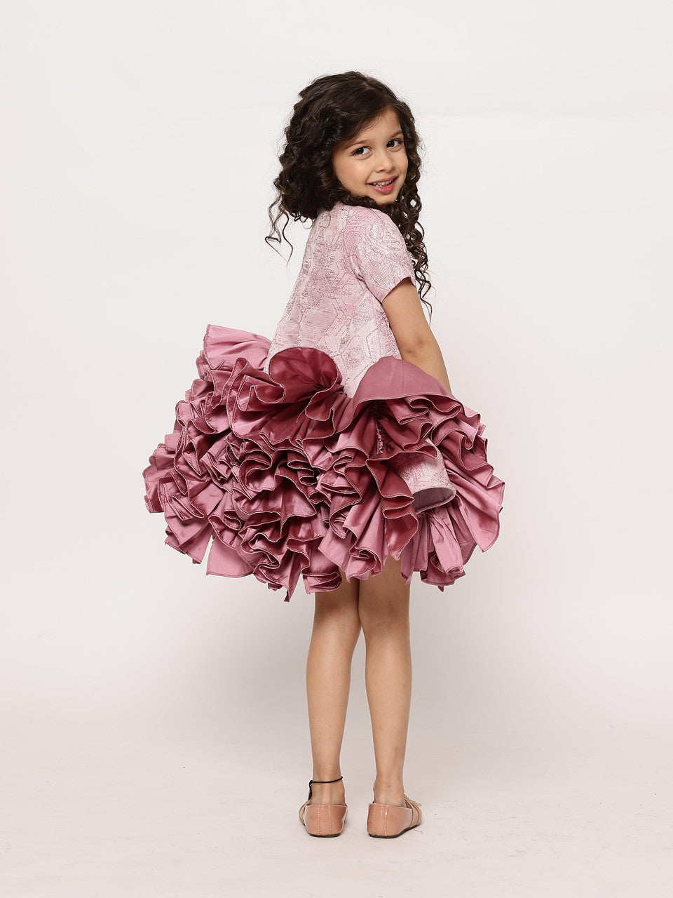 Sample JANYAS CLOSET Mauve Majestic Tulle Dream Dress With Hair Pin*