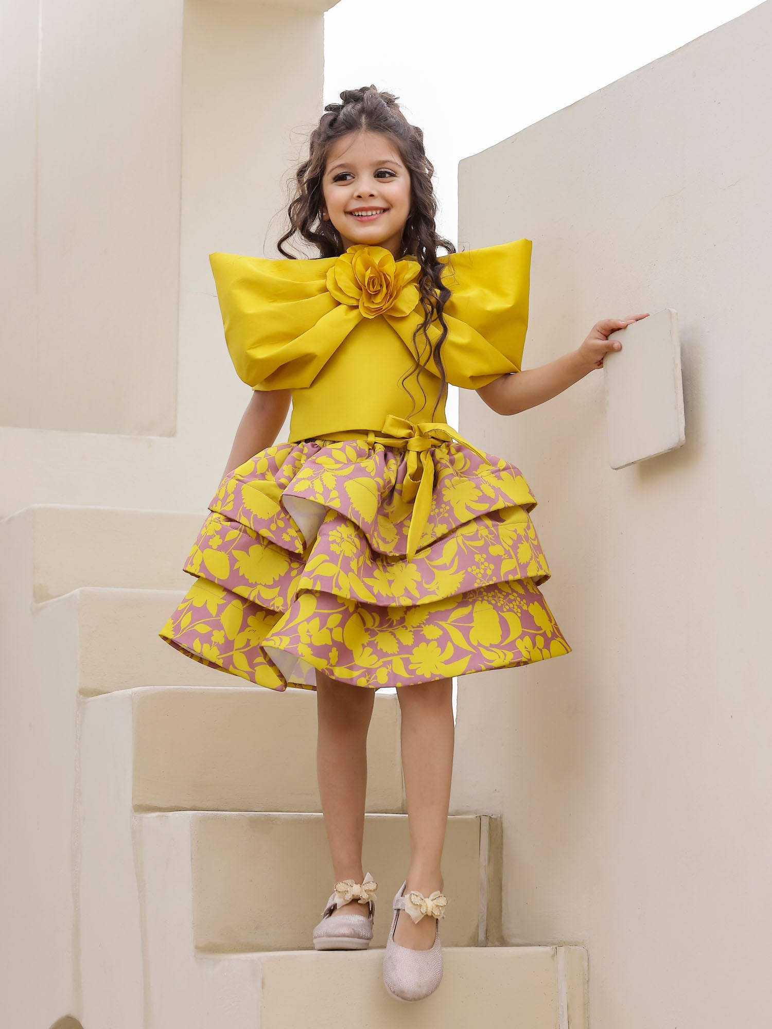 JANYAS CLOSET Yellow Petal Skirt Top