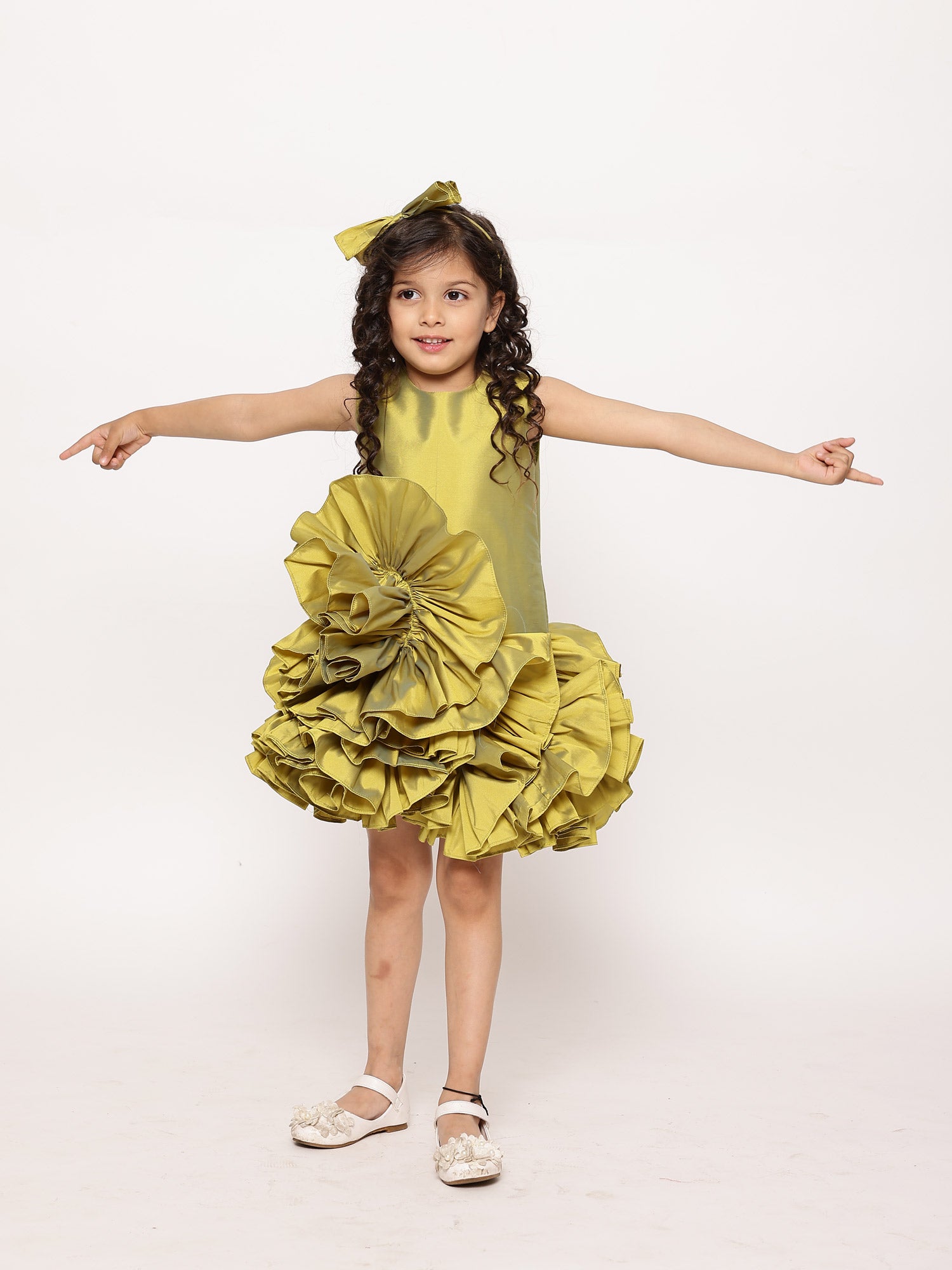 Sale JANYAS CLOSET Green Ruffled Tafetta Dream Dress*