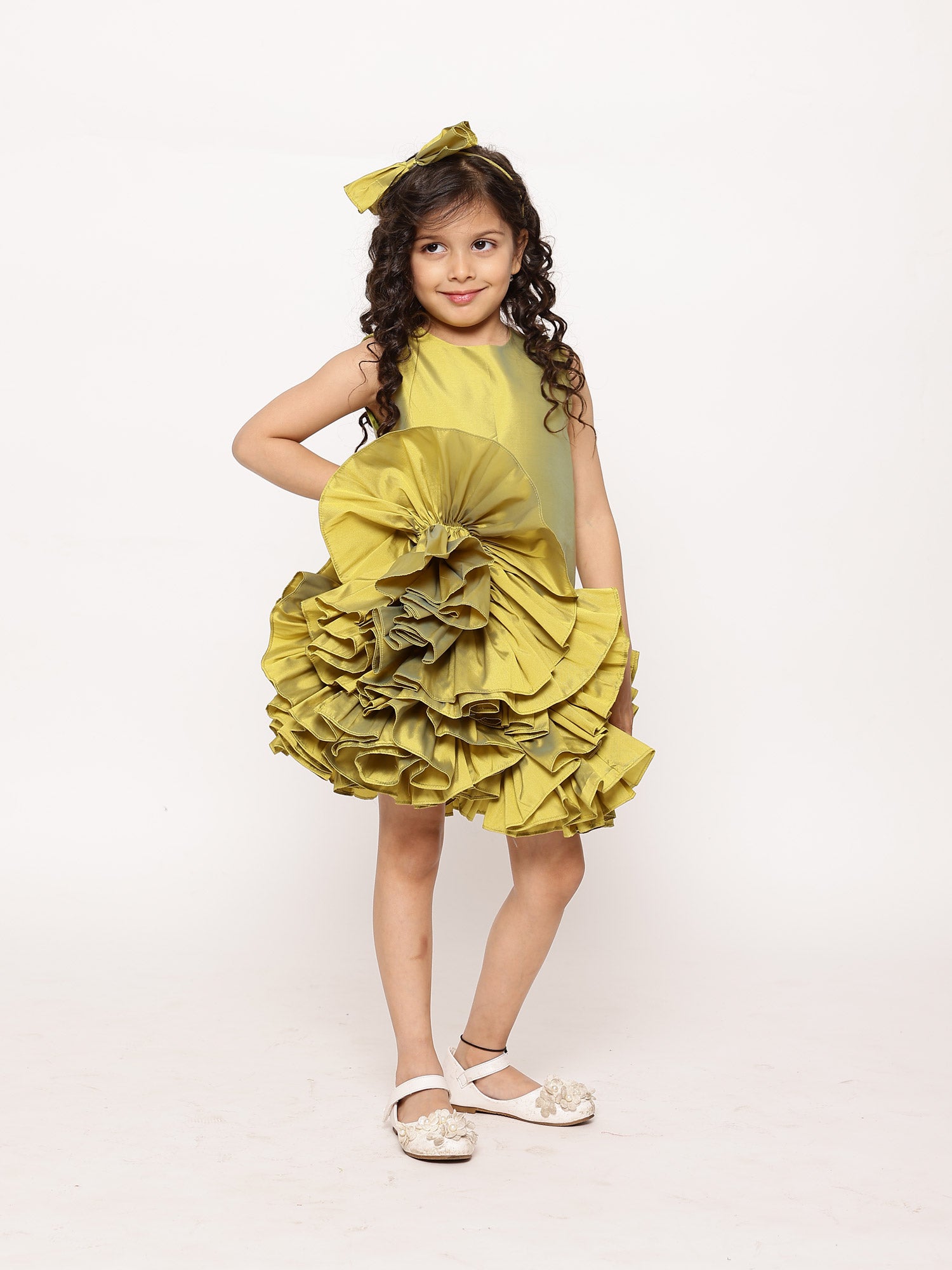 Sale JANYAS CLOSET Green Ruffled Tafetta Dream Dress*